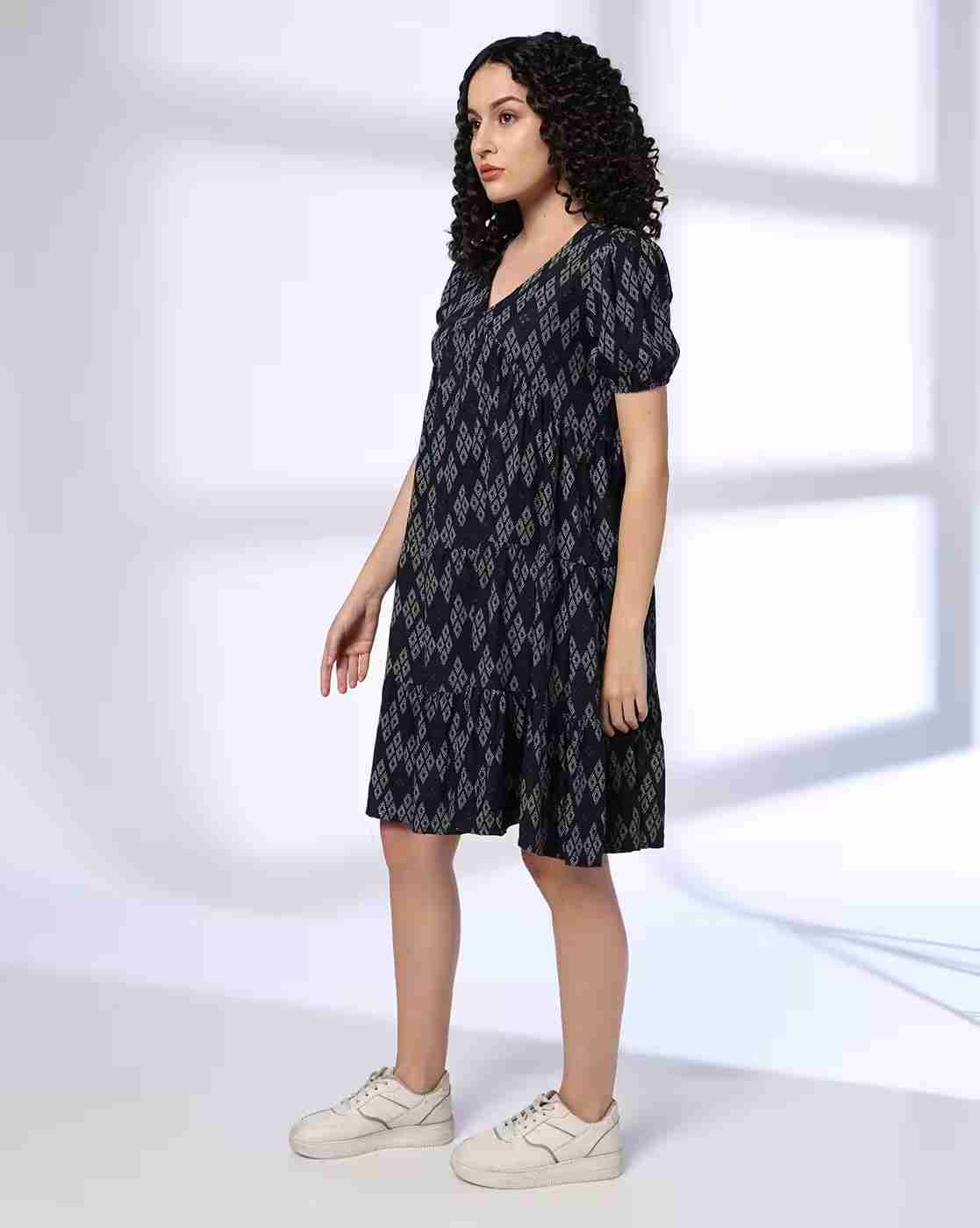 FUSION | Women Printed Tiered Dress|1
