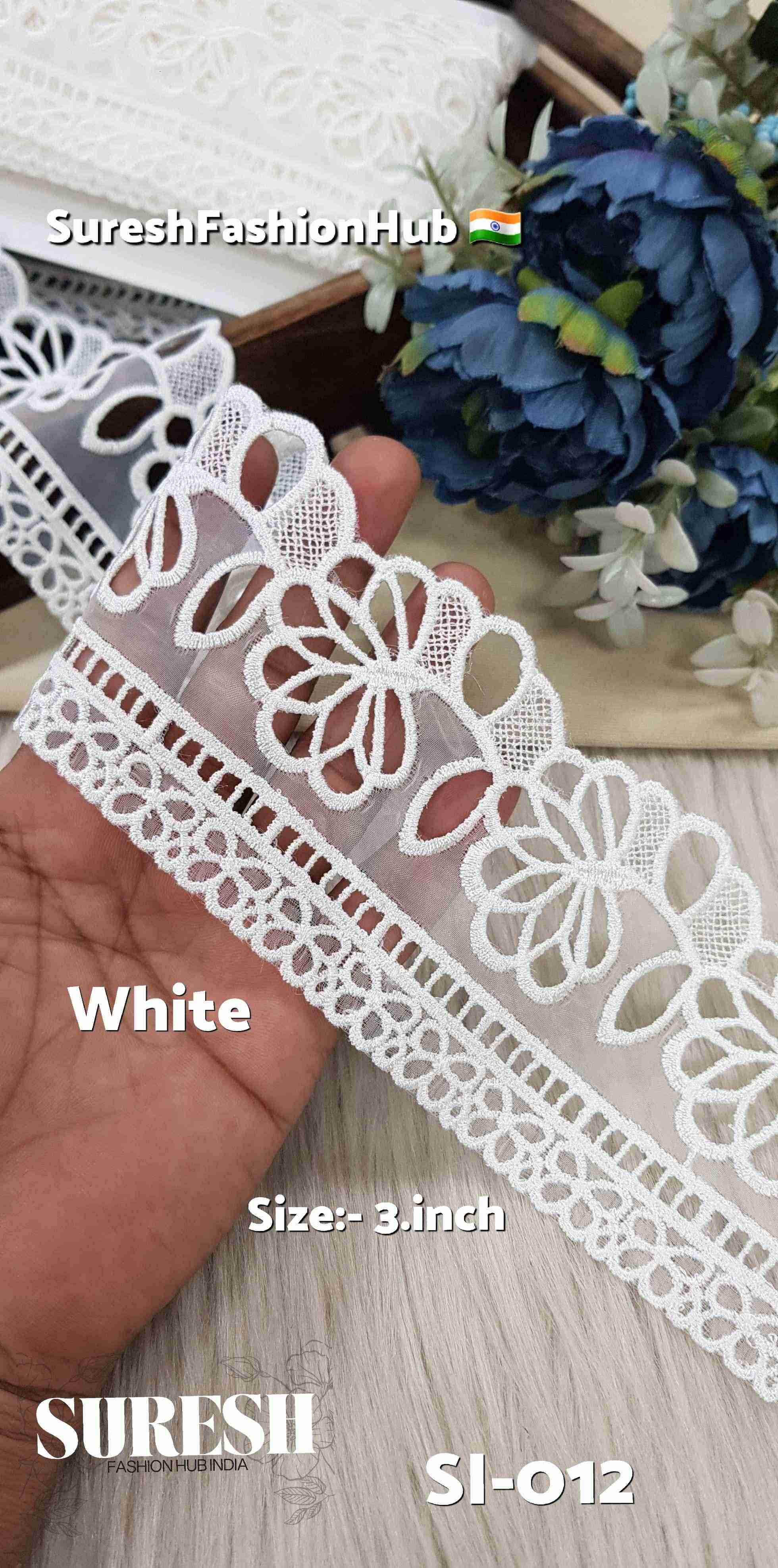 Royal Elegance White Organza Cutwork Lace