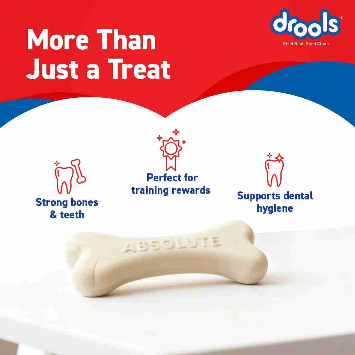 Drools Absolute Calcium Milk Bone Pouch for Puppies & Adult Dogs, 190g