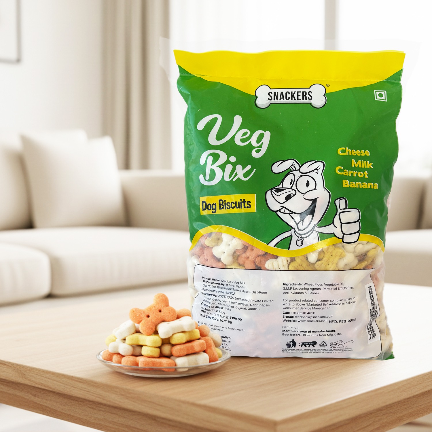 Snackers Veg Bix Dog Biscuits 900g