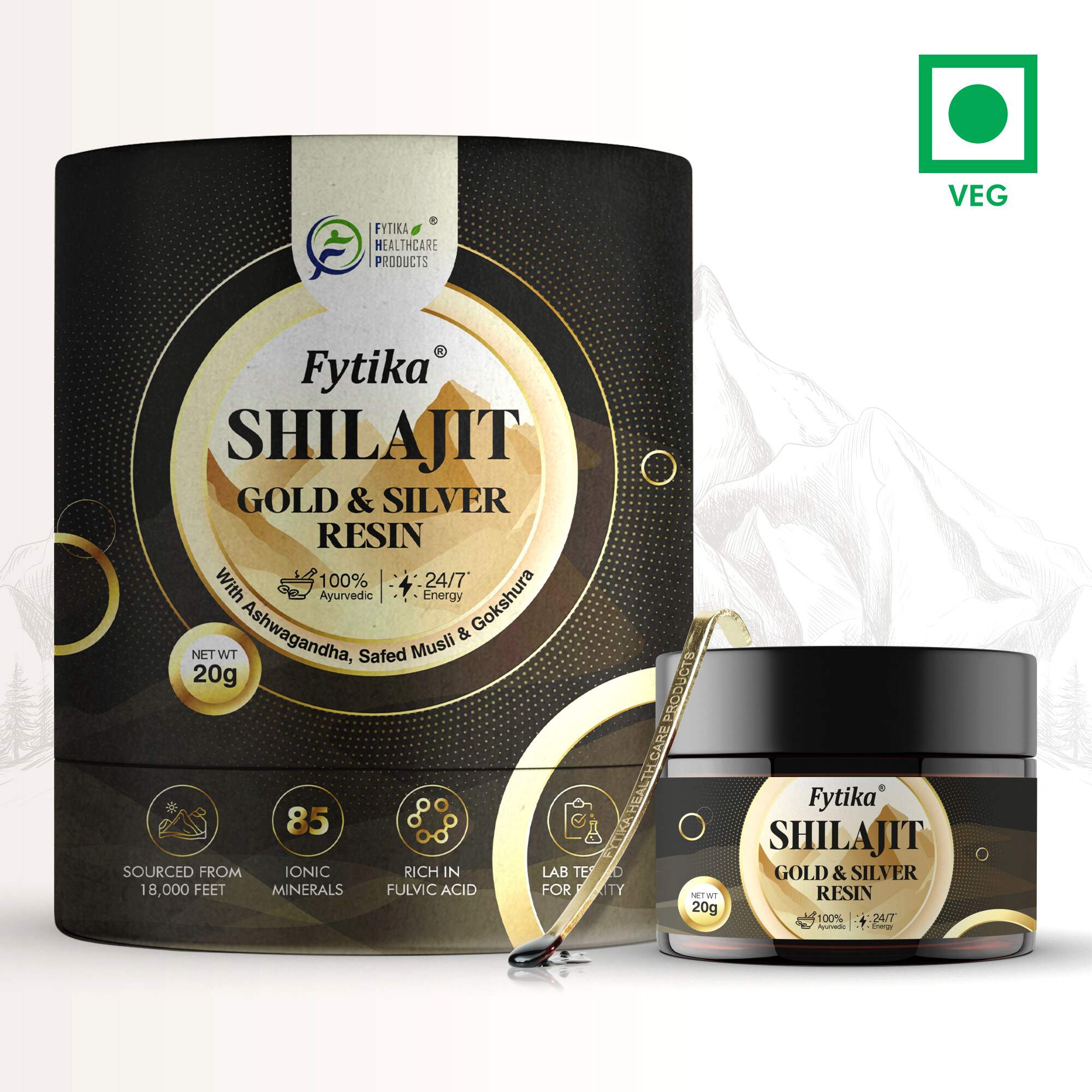 Fytika | Shuddh Shilajit Gold and Silver Resin | 20g