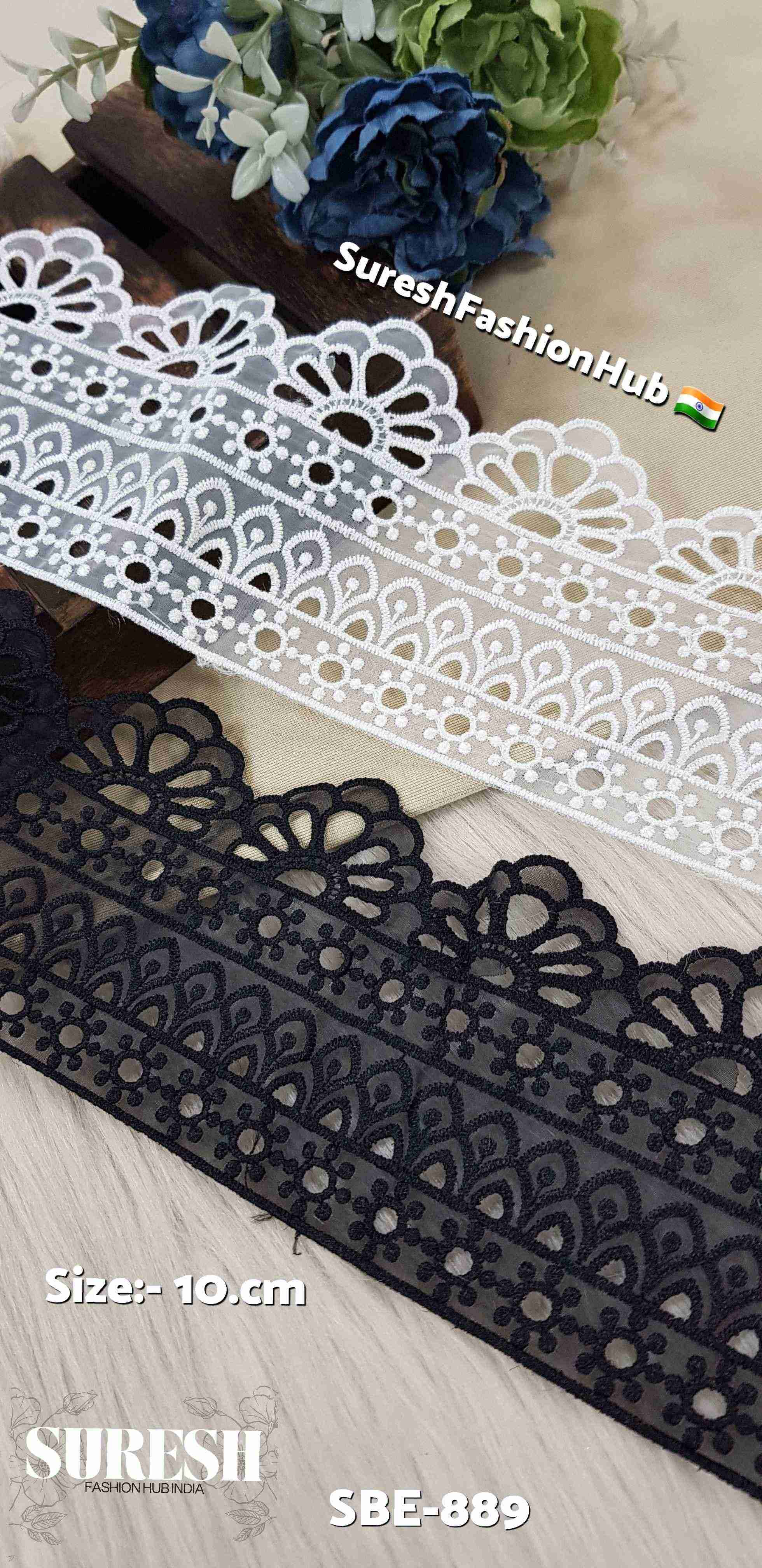  Elegant Bloom White Organza Cutwork Lace