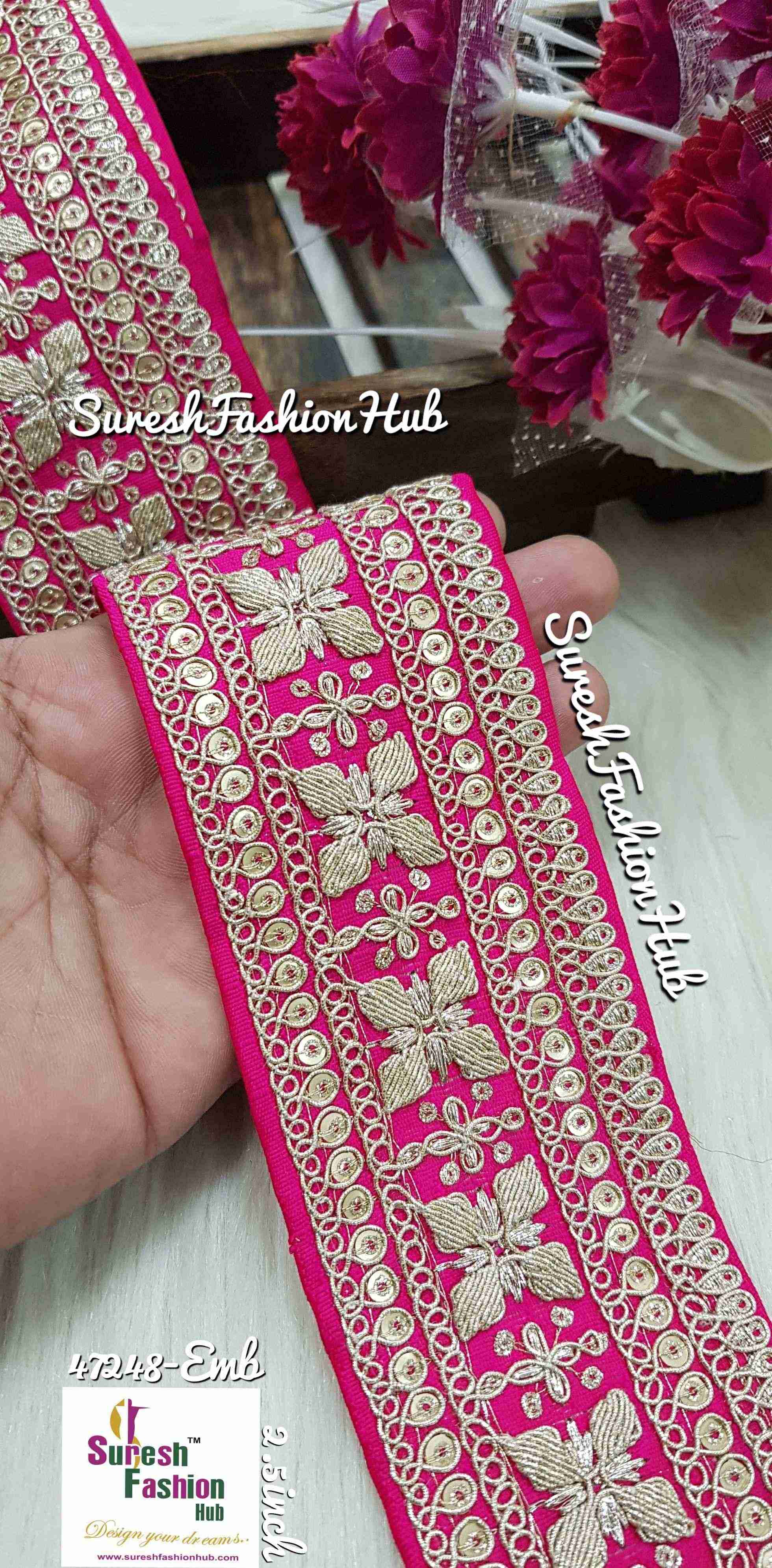 Exquisite Pearl  Rani  Embroidered Lace