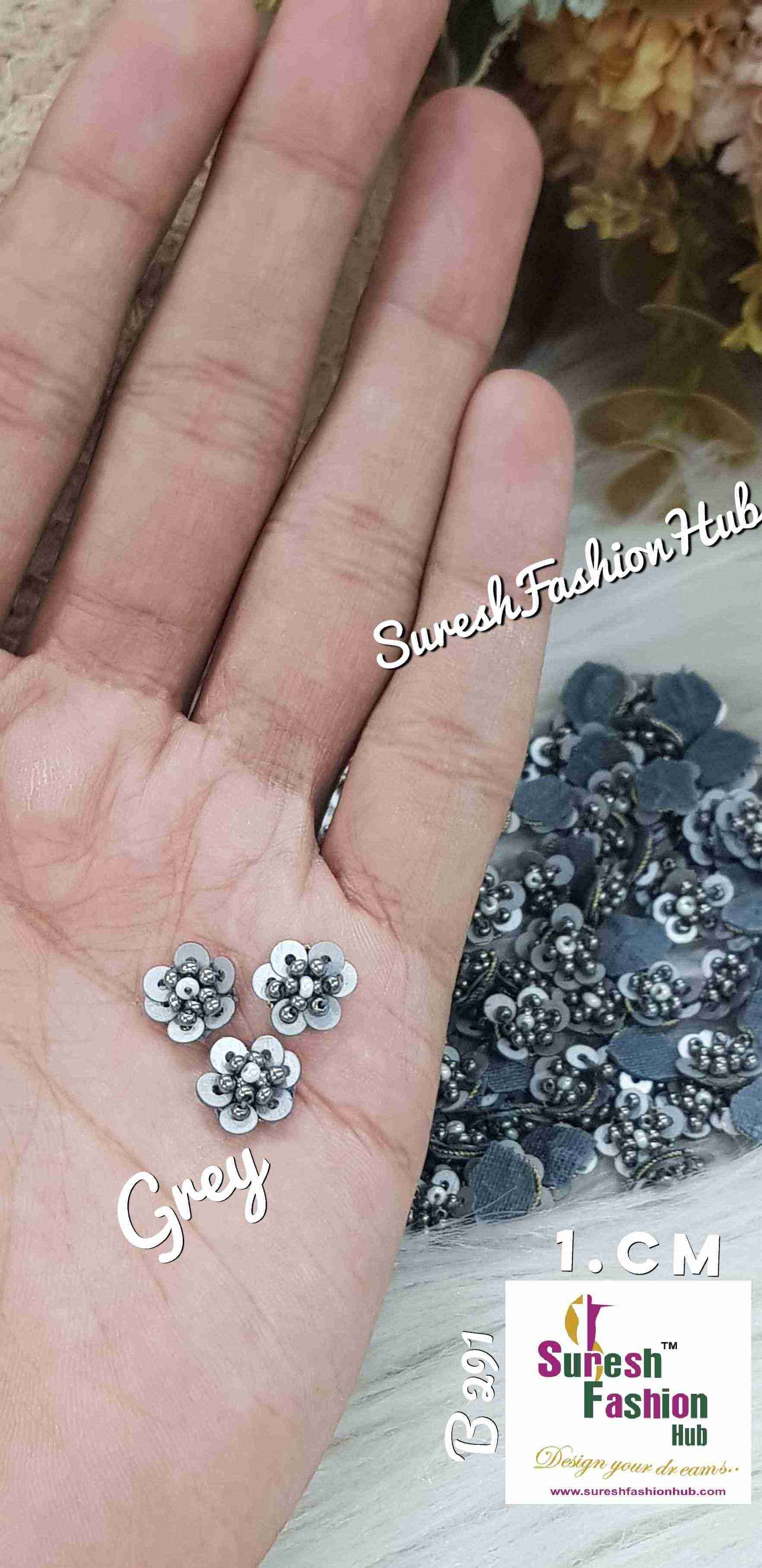 Dark Grey Beads Floral Elegance Hand-Stitched Butties Pack