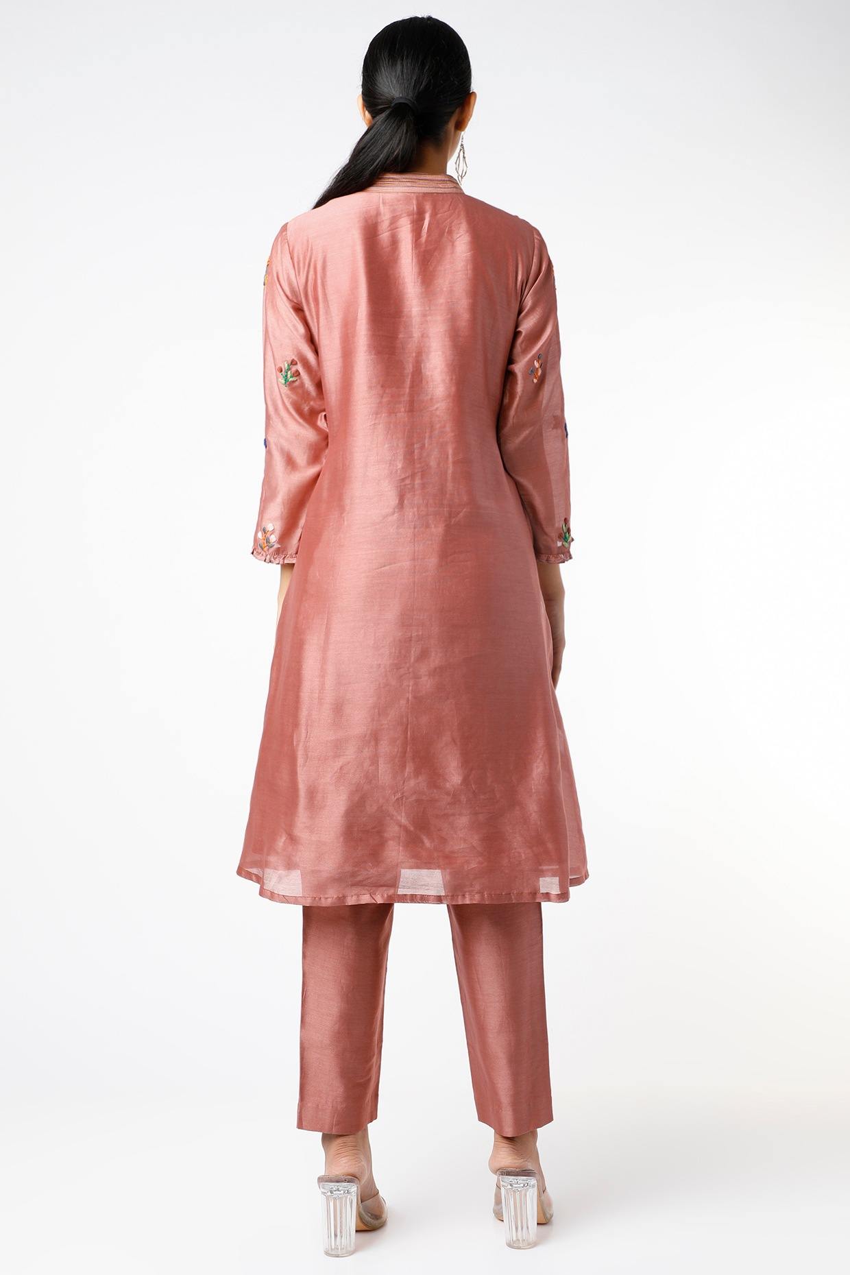 Maroon Embroidered Kurta Set