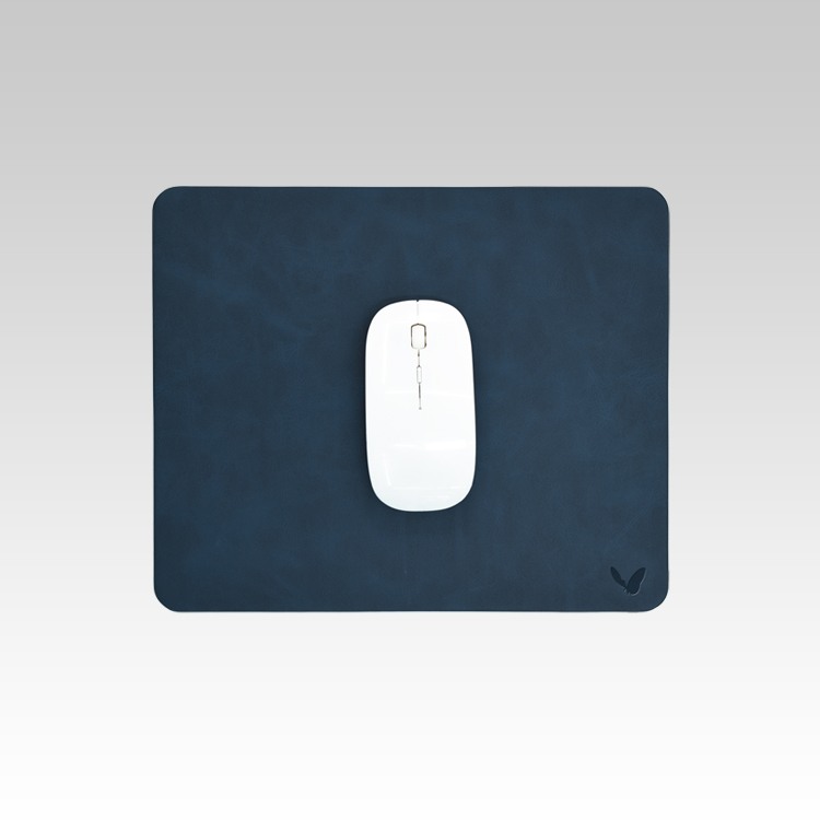 Rectangular Mouse Pad in Faux Leather | Creasing Free | High Precision | Reversible | Flexible | 11×9 Inches | Uniflex | Blue