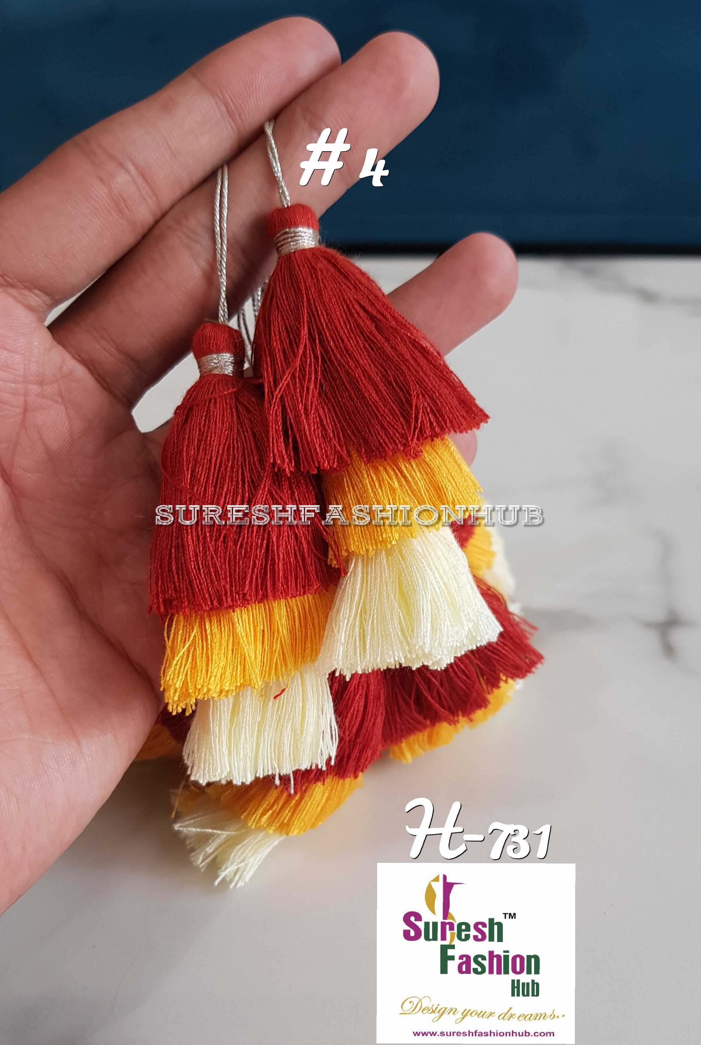 Quirky Saffron Yellow & White Mix Thread Tassel
