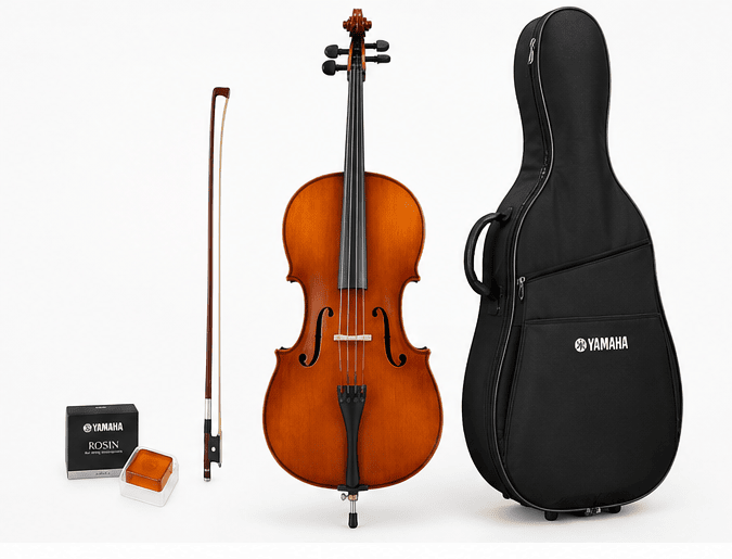 Yamaha VC5S 1/2 Size Acoustic Cello Outfit for Students | Hand-Finished, Spruce Top, with Bow, Case & Rosin 3
