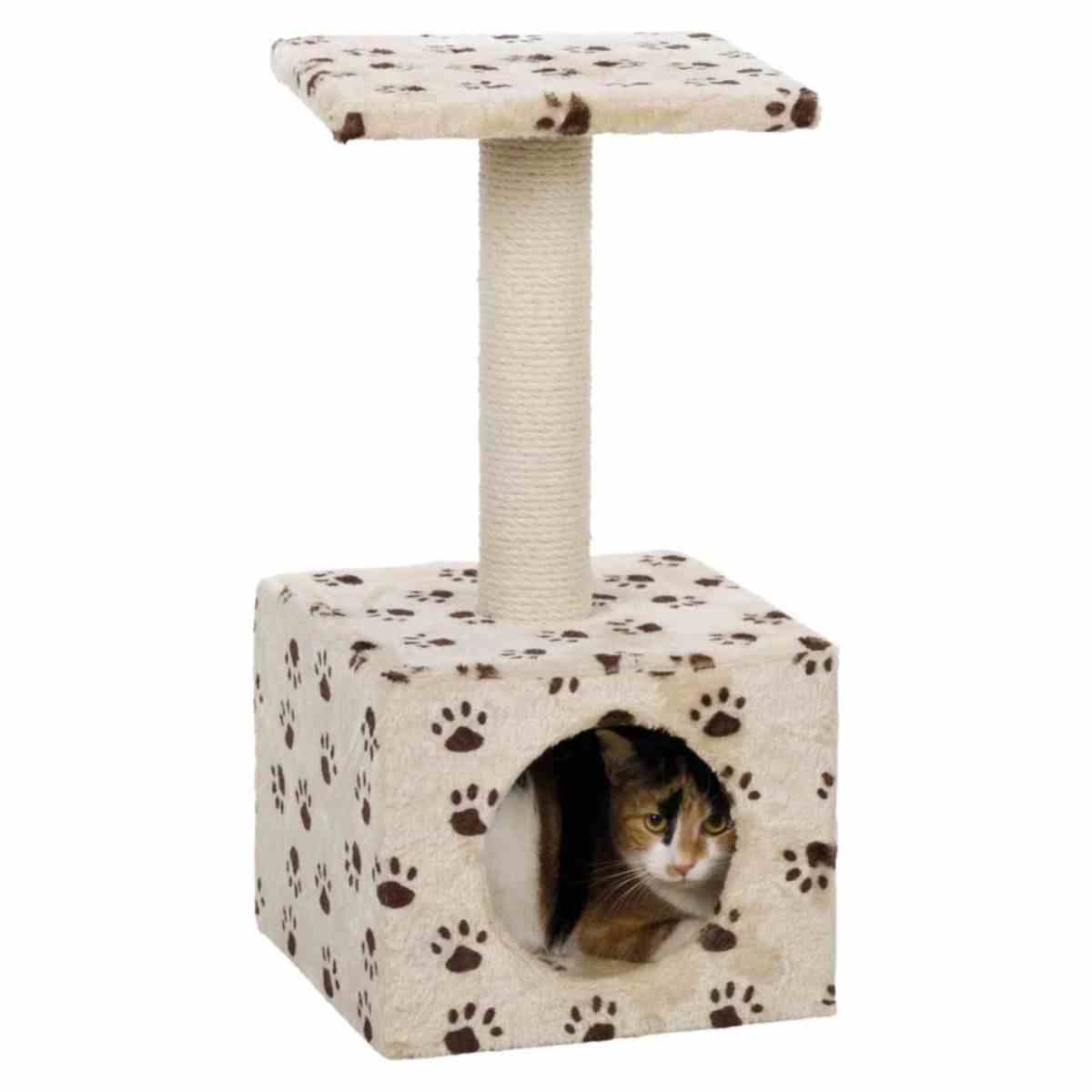 Trixie Junior Zamora Scratching Post with Paw Print Toy for Cats (60 cm, Beige)