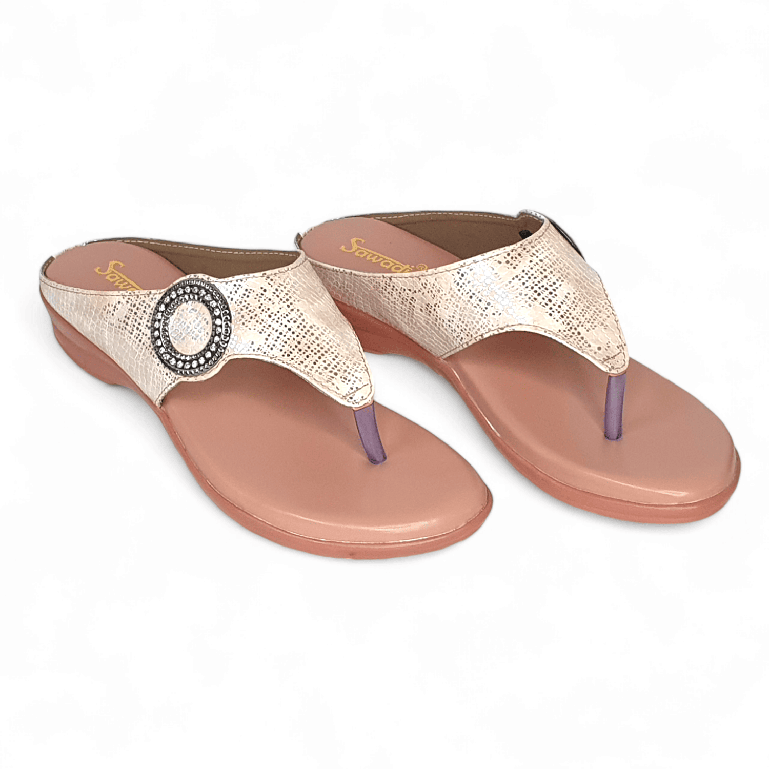 Sawadi Women's Off-White Embellished Sandal - Elegant and Comfortable Footwear | Sawadi Mart