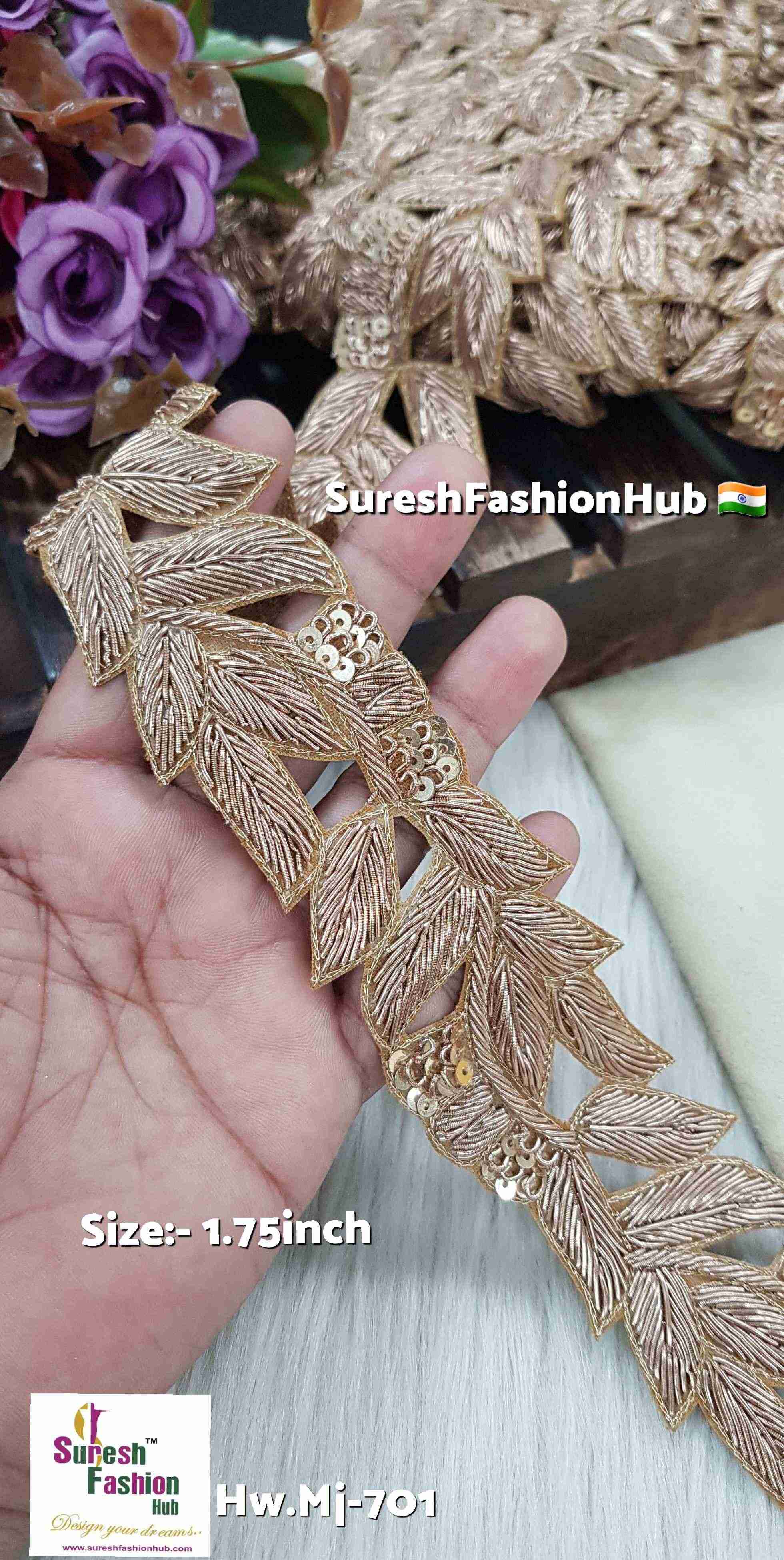 Zardosi Leaf Design Cutwork Lace