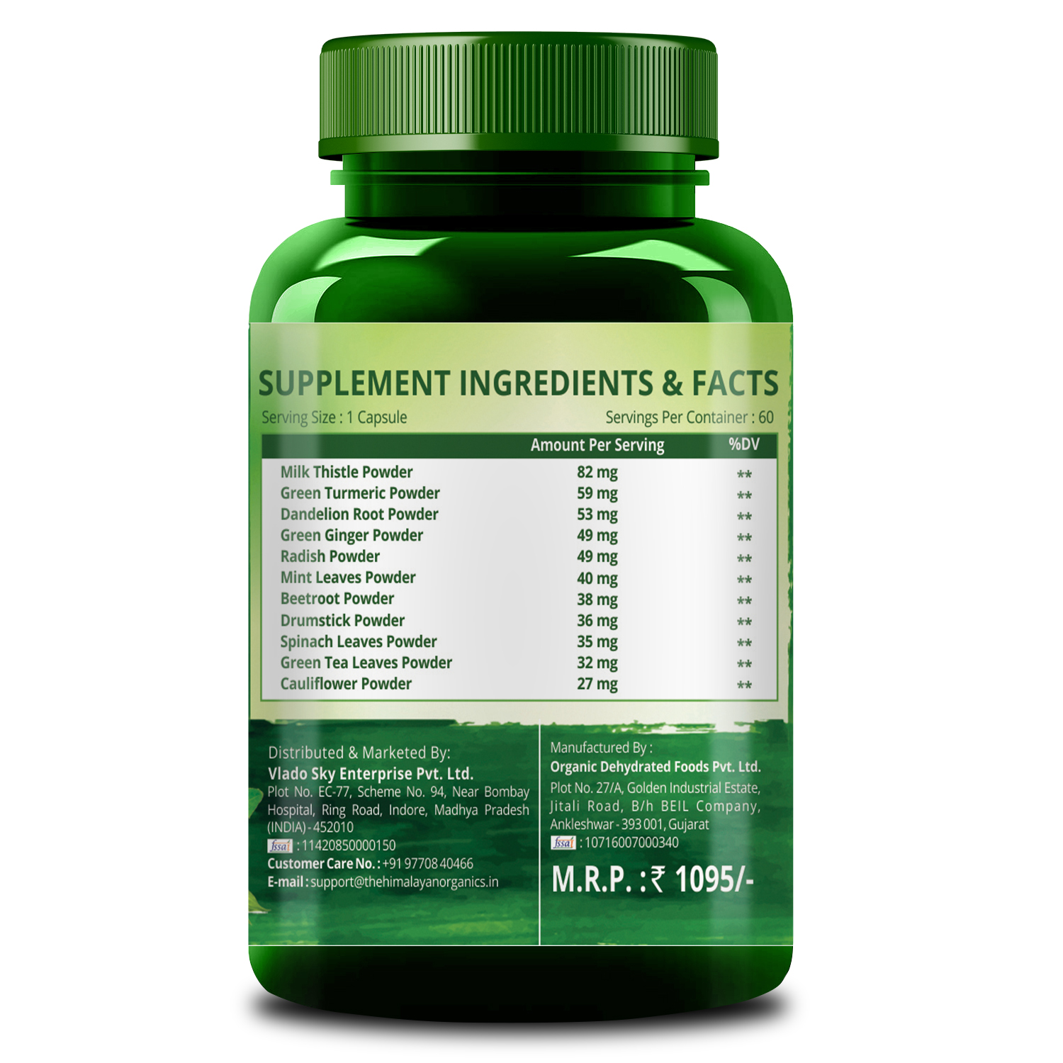 Himalayan Organics Plant Based Liver Support with Milk Thistle- 60 Veg Capsules