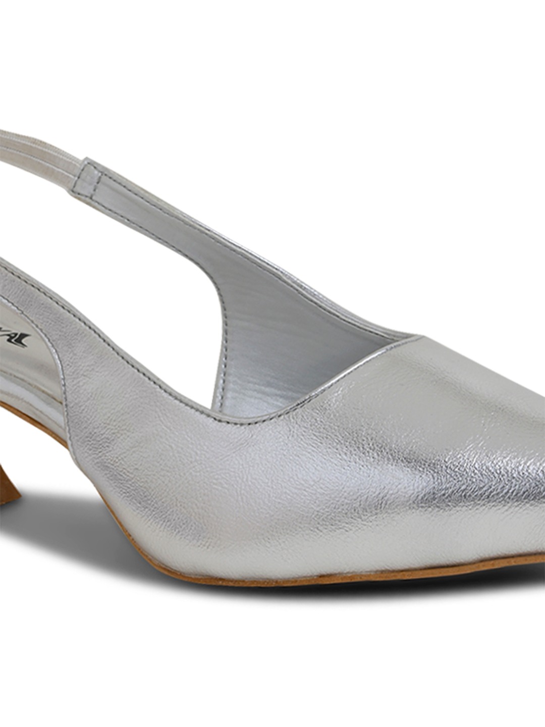 Shining Silver Pointed-Toe Slingback Heels