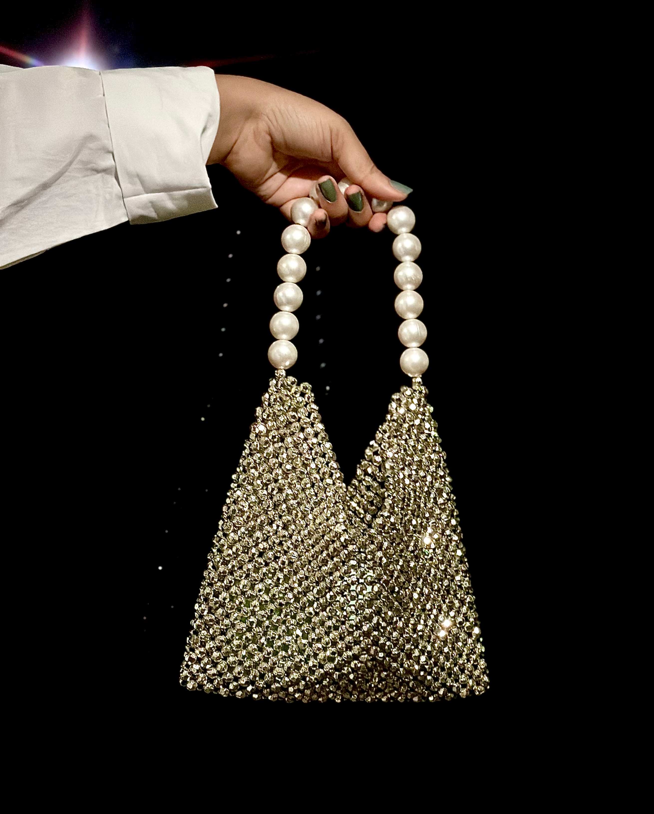 Dull Gold Bag With Pearl Handle (Big)