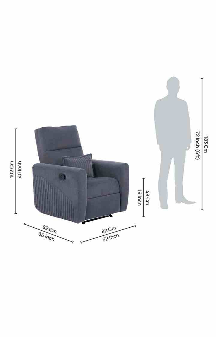 neudot Eazy Boy Single Seater Fabric Recliner - Graphite Grey