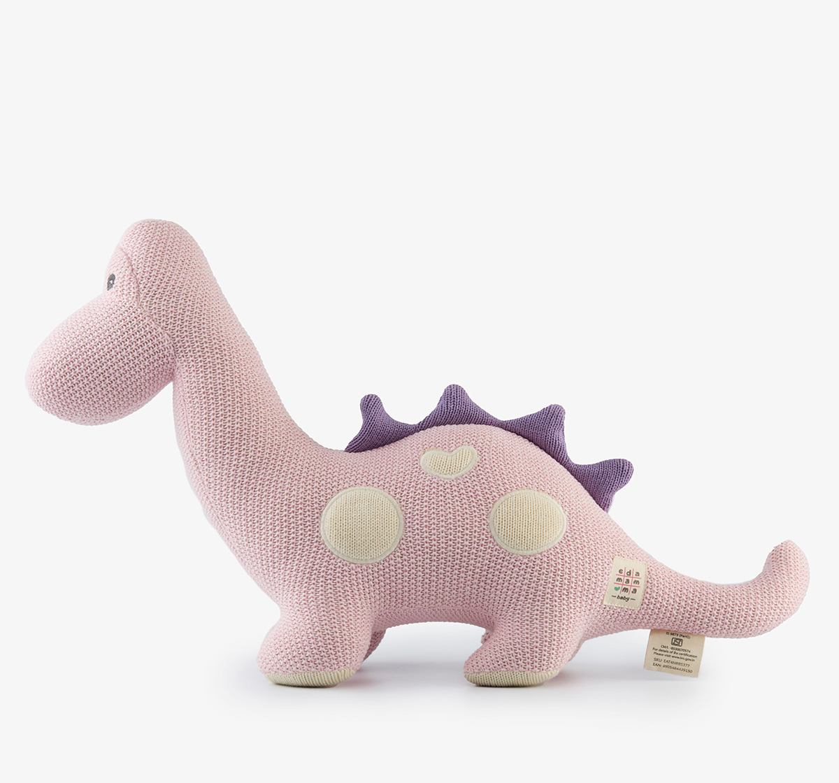 Ed-a-Mamma Flat Knit Doll - Dino (Pink)
