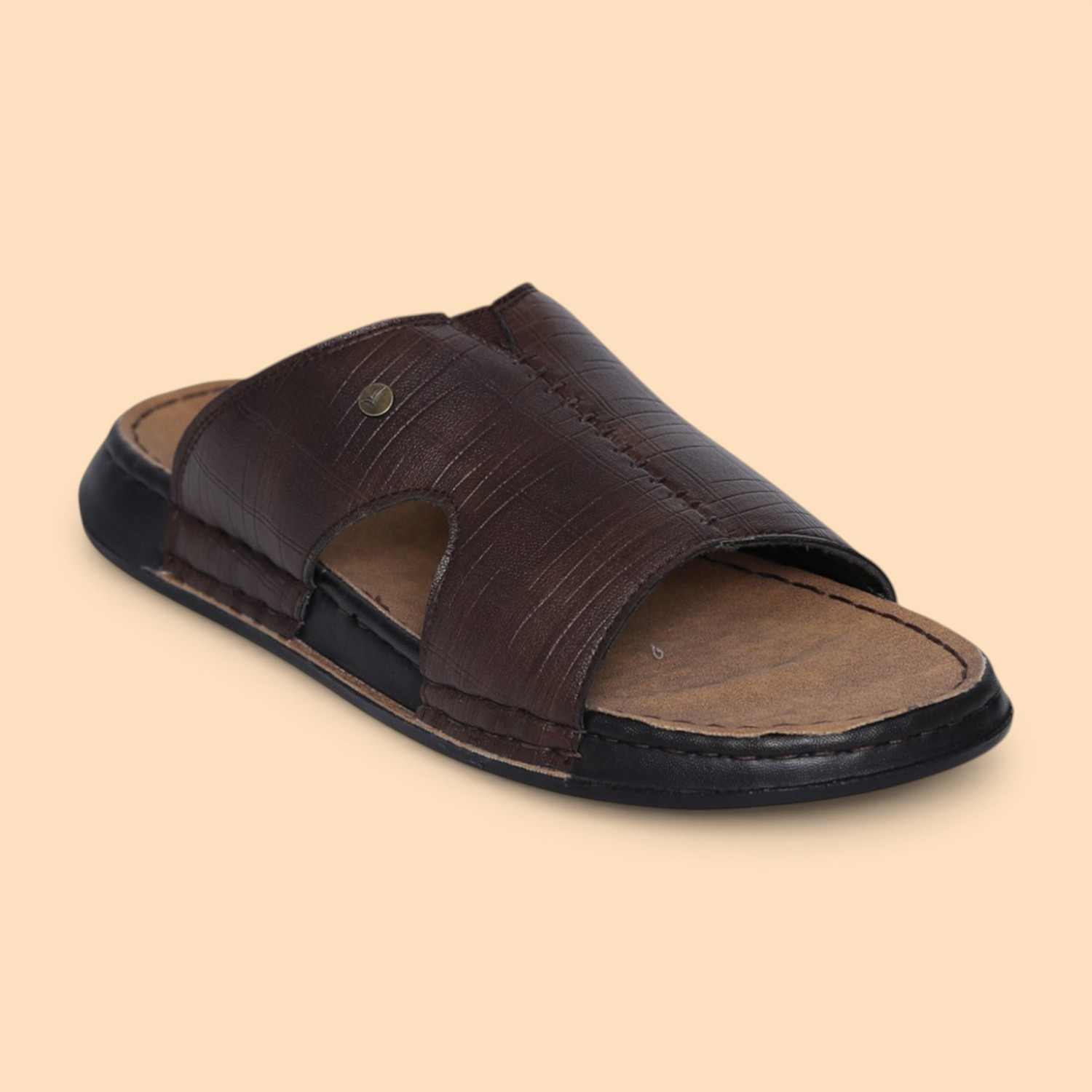 Men Brown Haven Single-Strap Slides