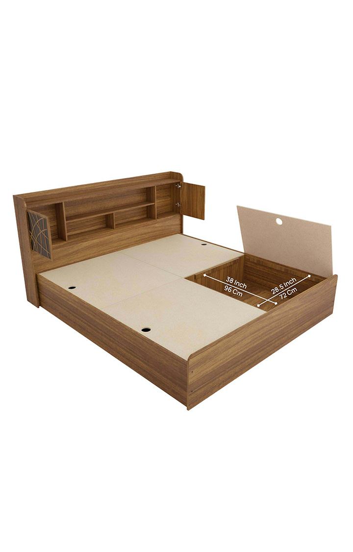neudot Paris King Engineered Wood King Box Bed - Leon Teak