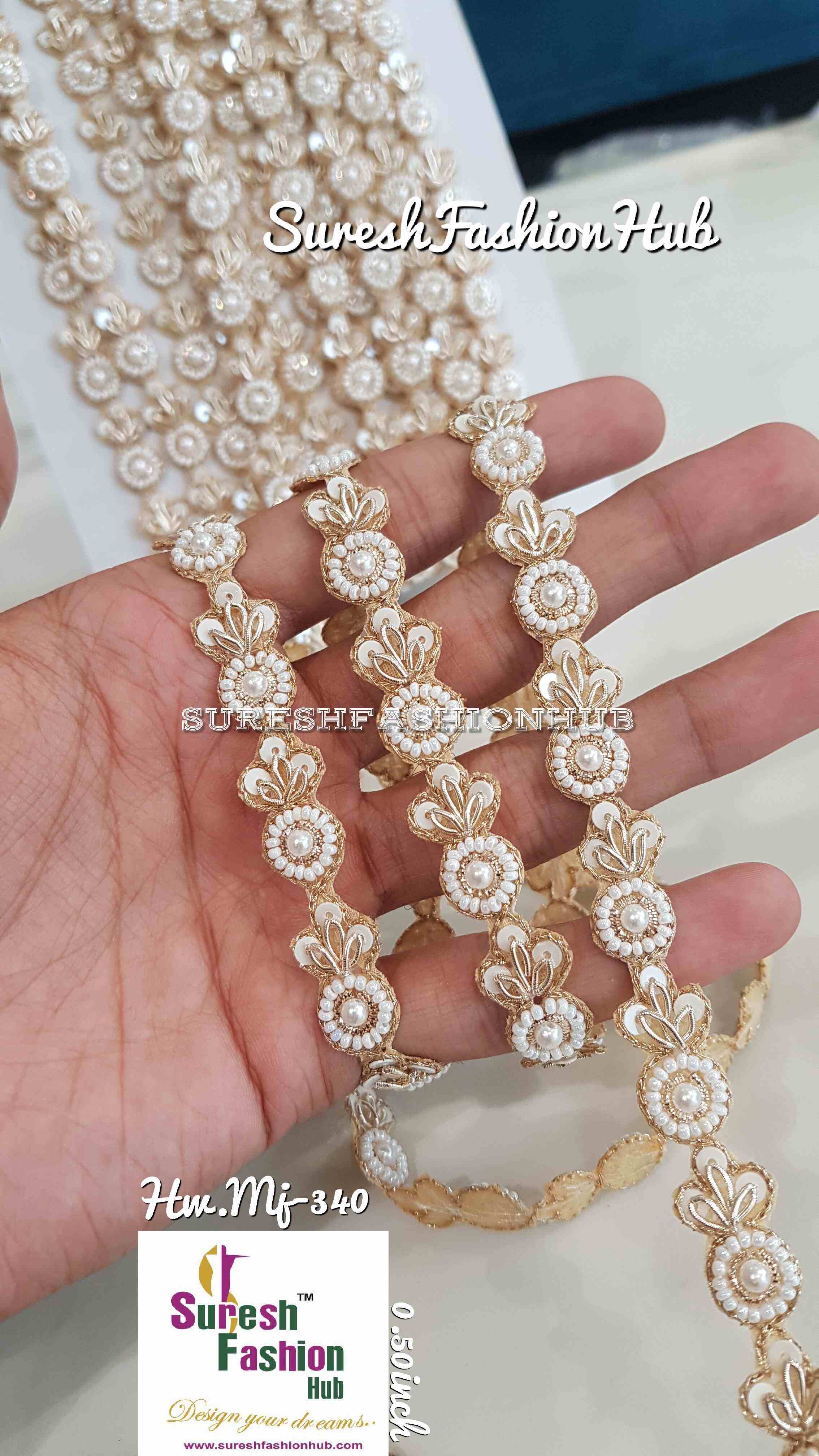 Handcrafted Decorative Jhalar Lace with Cutwork Design