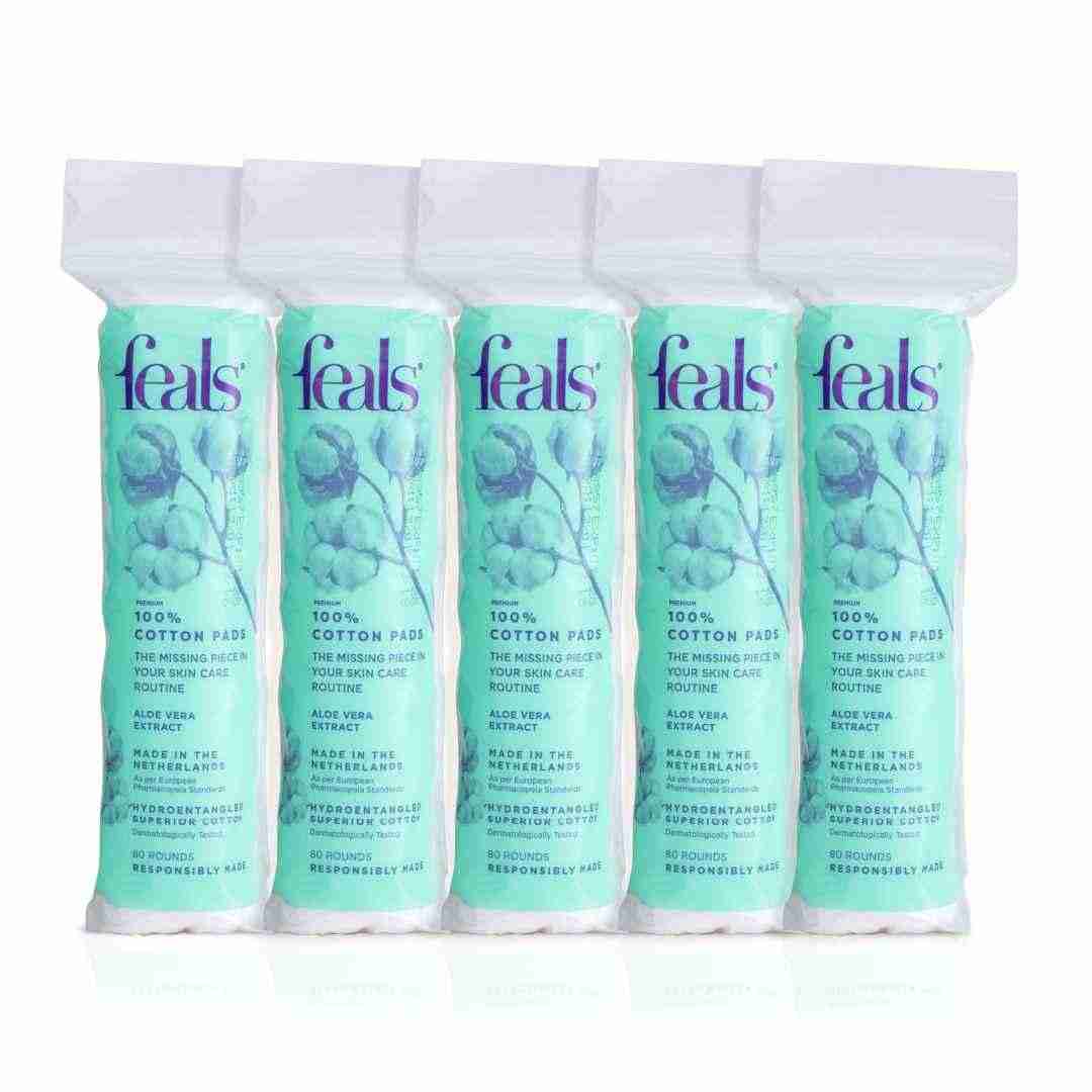 Cotton Pads for Face with Aloe Vera | Makeup remover pads for Face/Eyes | Pre-makeup cleansing | Unmatched Absorbency, Lint Free, Hypoallergenic | 80 Rounds per Pack {Pack of 5} (400 Rounds)