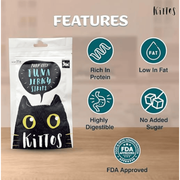 Kittos Tuna Jerky Strips Cat Treat - 35g