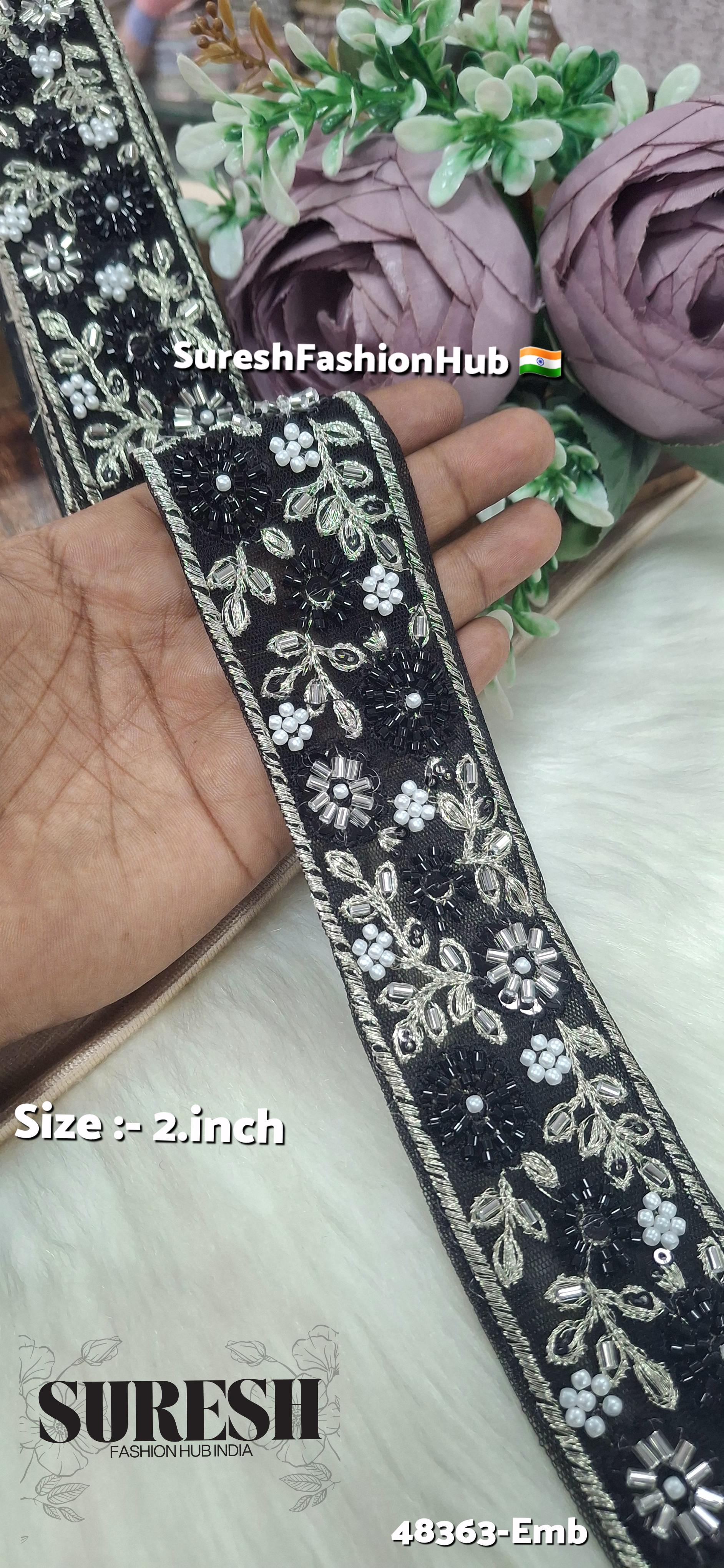Beaded Floral Net Embroidered Lace