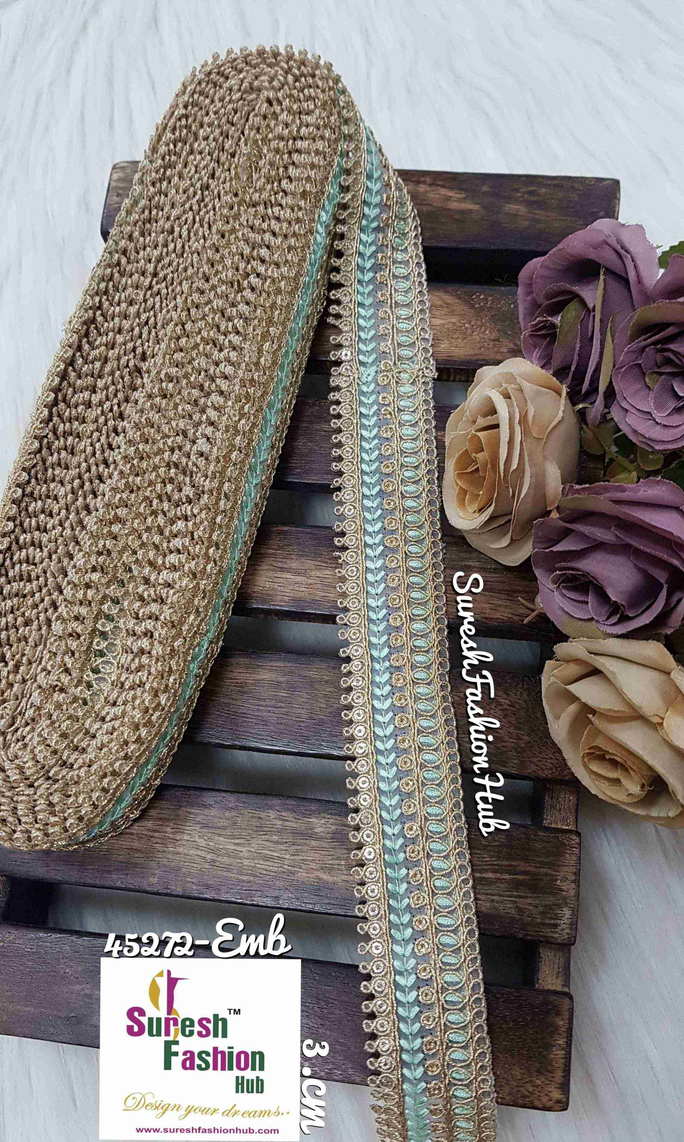 Sea Green Gilded Grace Zari Ribbon