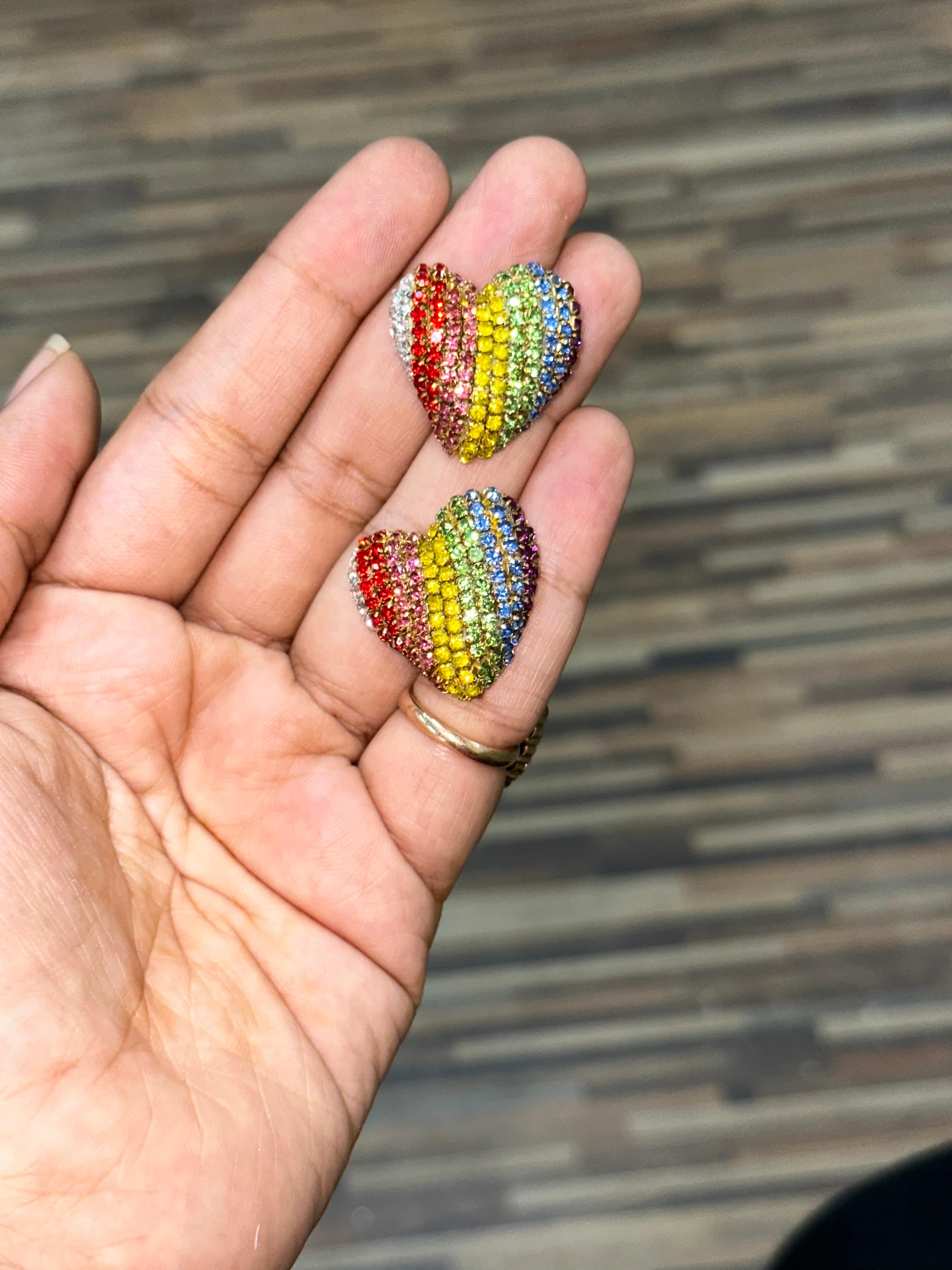 Rainbow heart studs