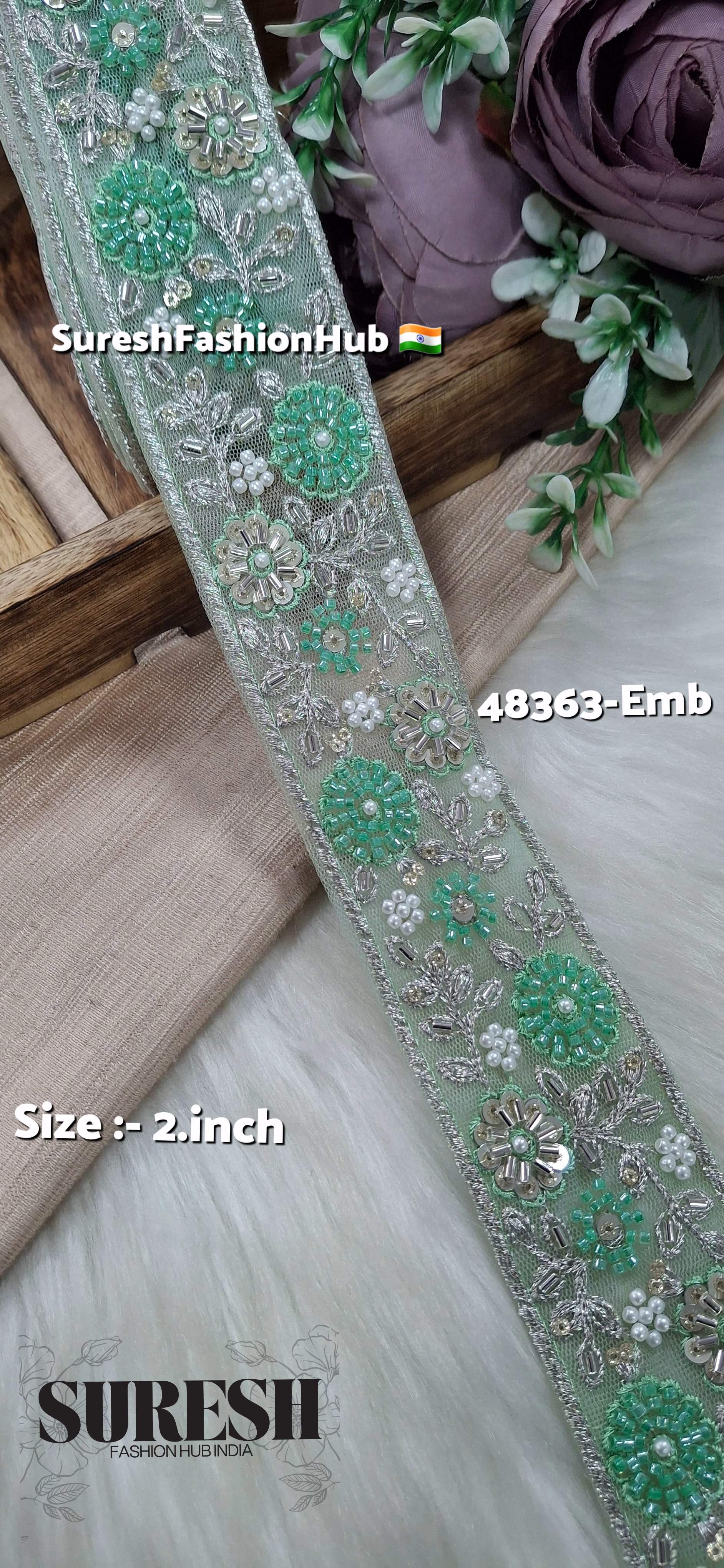 Beaded Floral Net Embroidered Lace