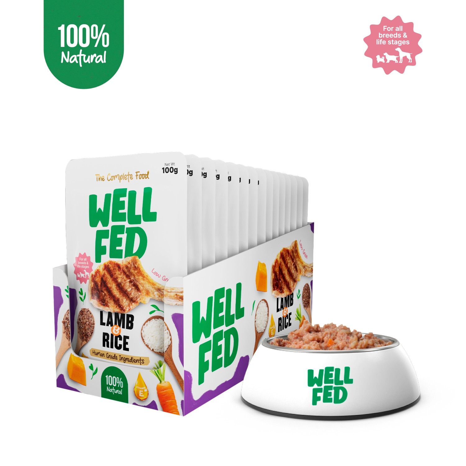 Well Fed Lamb & Rice Wet Dog Food 100 g