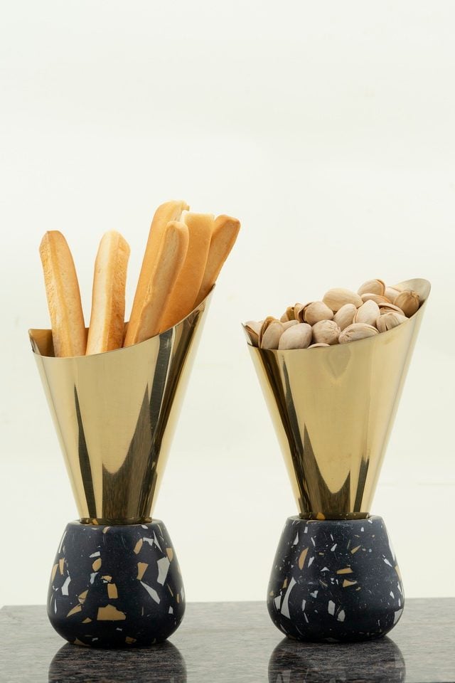 Cones with black terrazzo stands