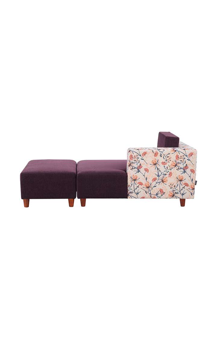 neudot Hailey Fabric Chaise Lounger LHS in Floral Paradise Purple Colour