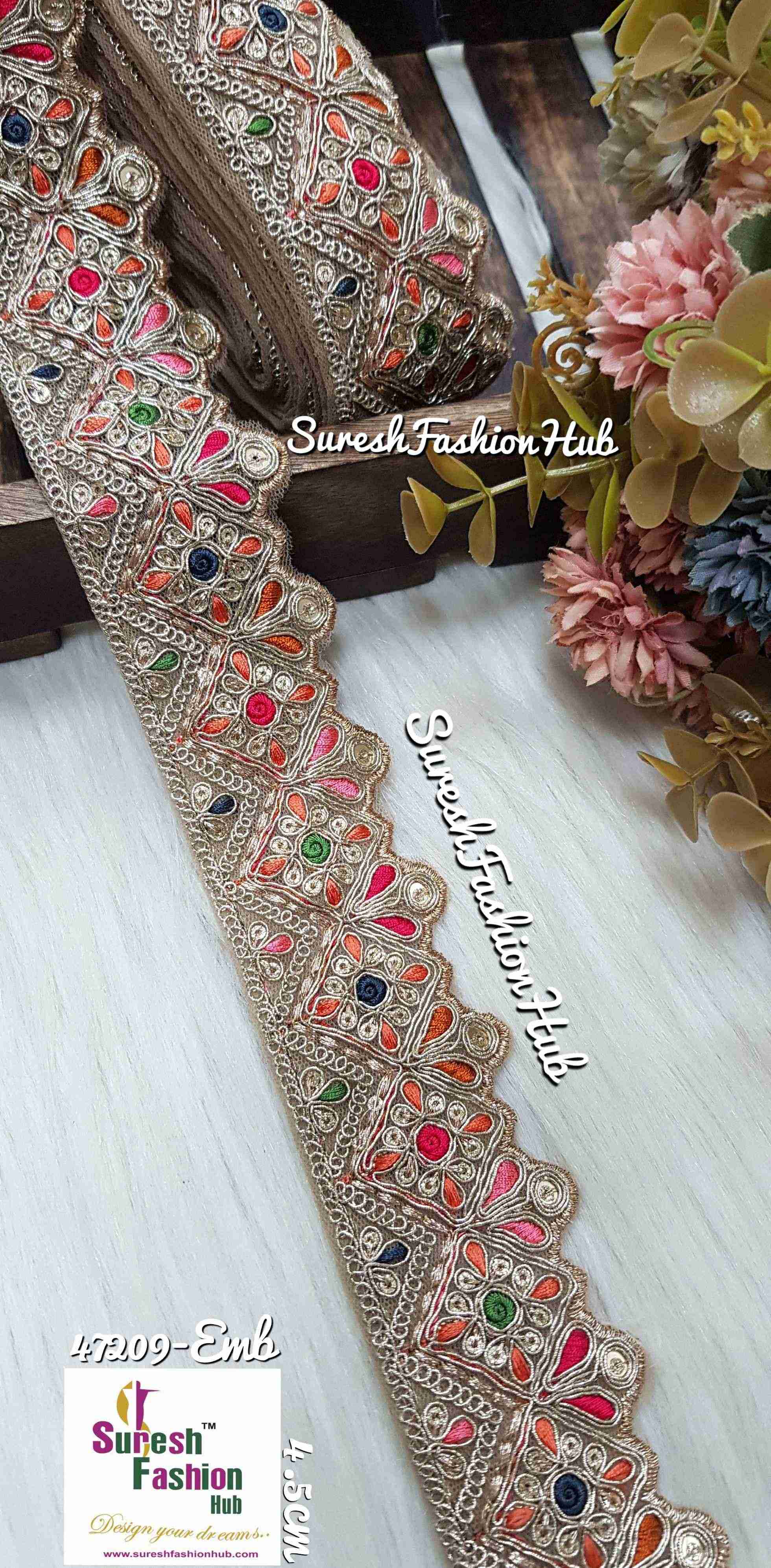 Sabyasachi-Inspired Floral Cutwork Embroidery Lace - No4