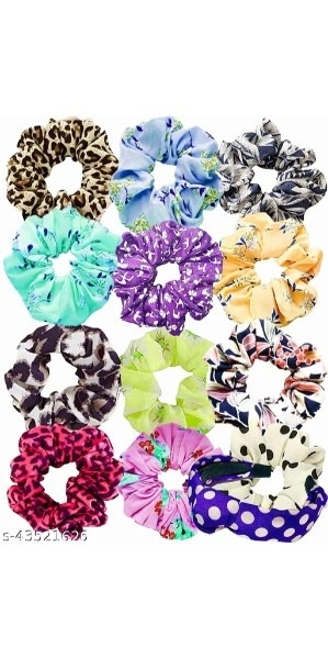 LACE IT™ | LACE IT Women's Chiffon Flower Hair Scrunchies Hair Bow-PACK 12 (Multipack) 0