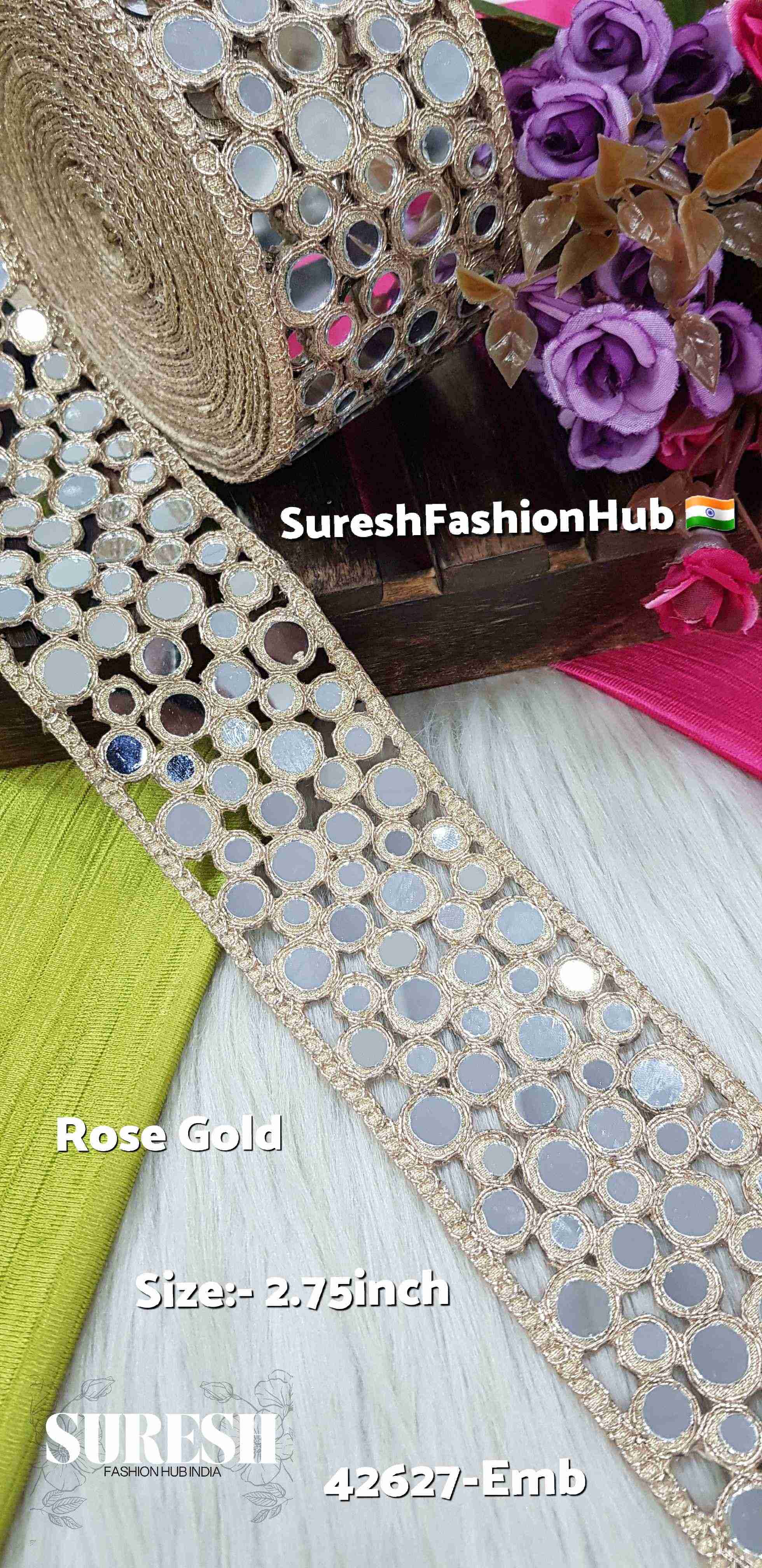 ROSE GOLD Round Mirror Cutwork Lace