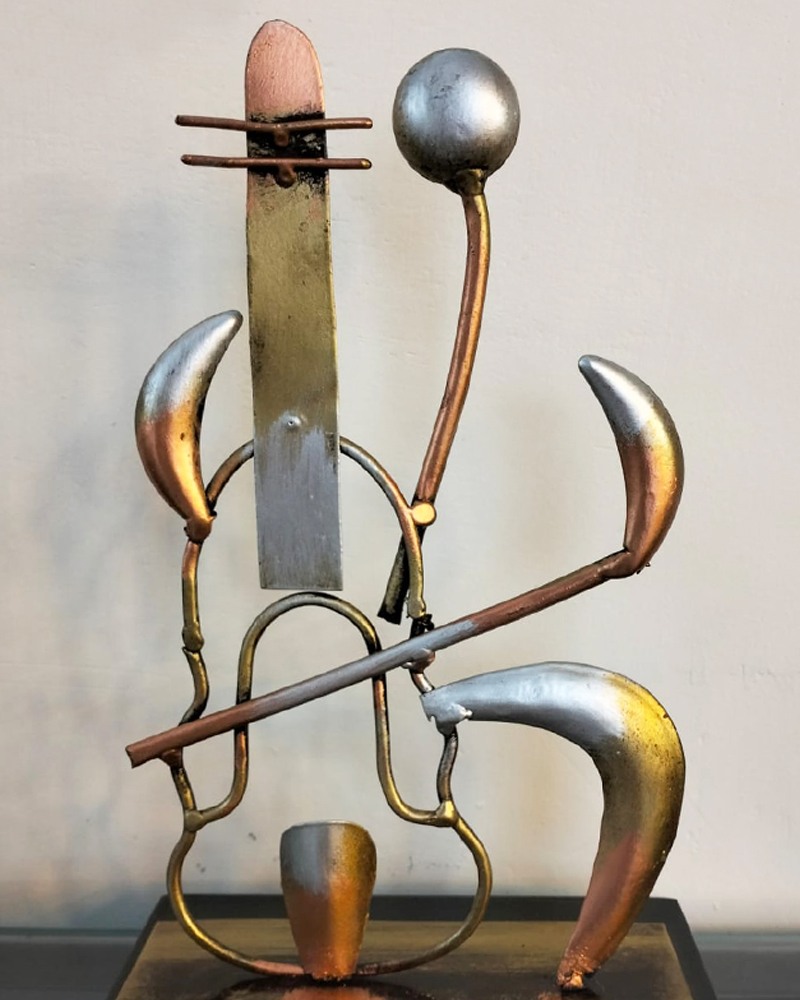Order Happiness Iron Decorative Sitar Abstract Table Showpiece For Home Living Room Bedroom Office Decoration