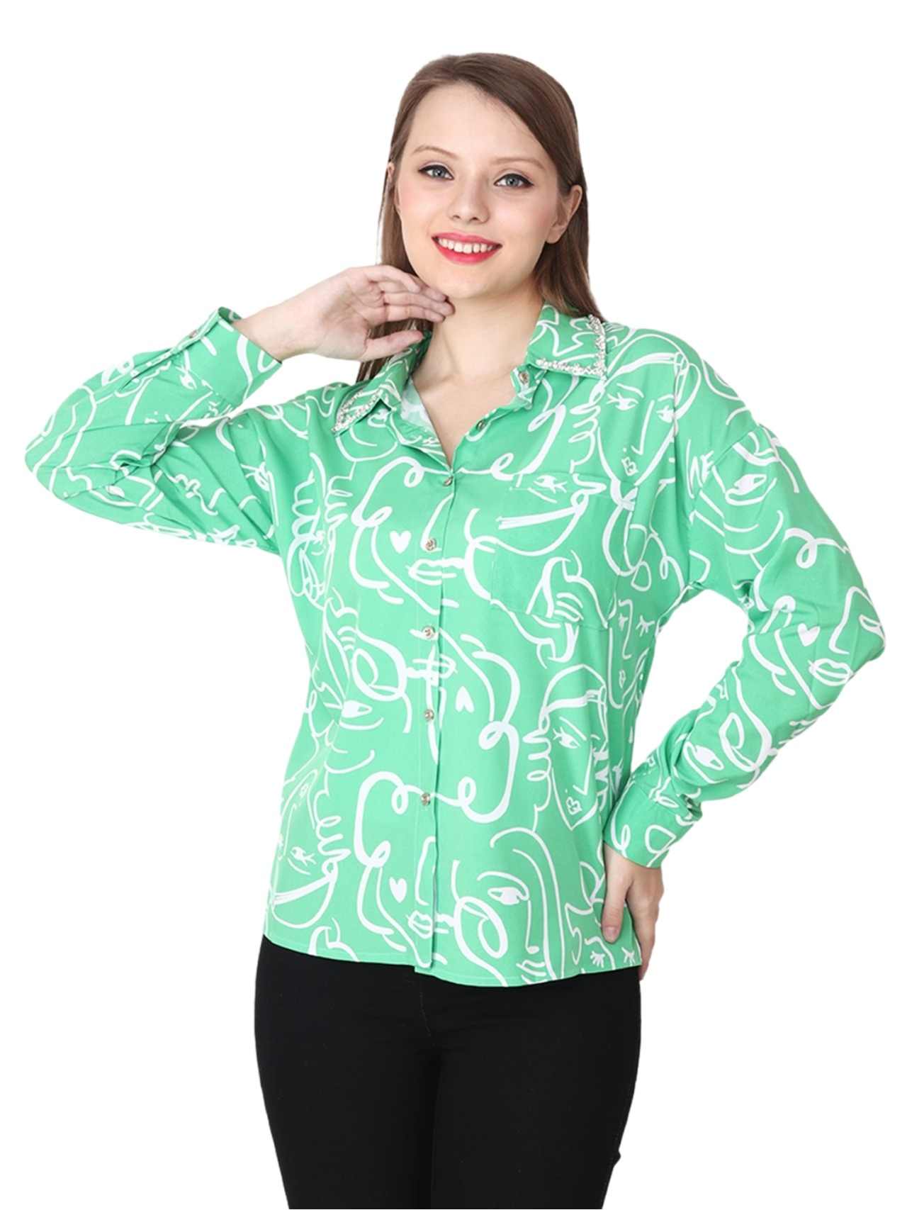 Albion Women Printed Fullsleeve Shirts