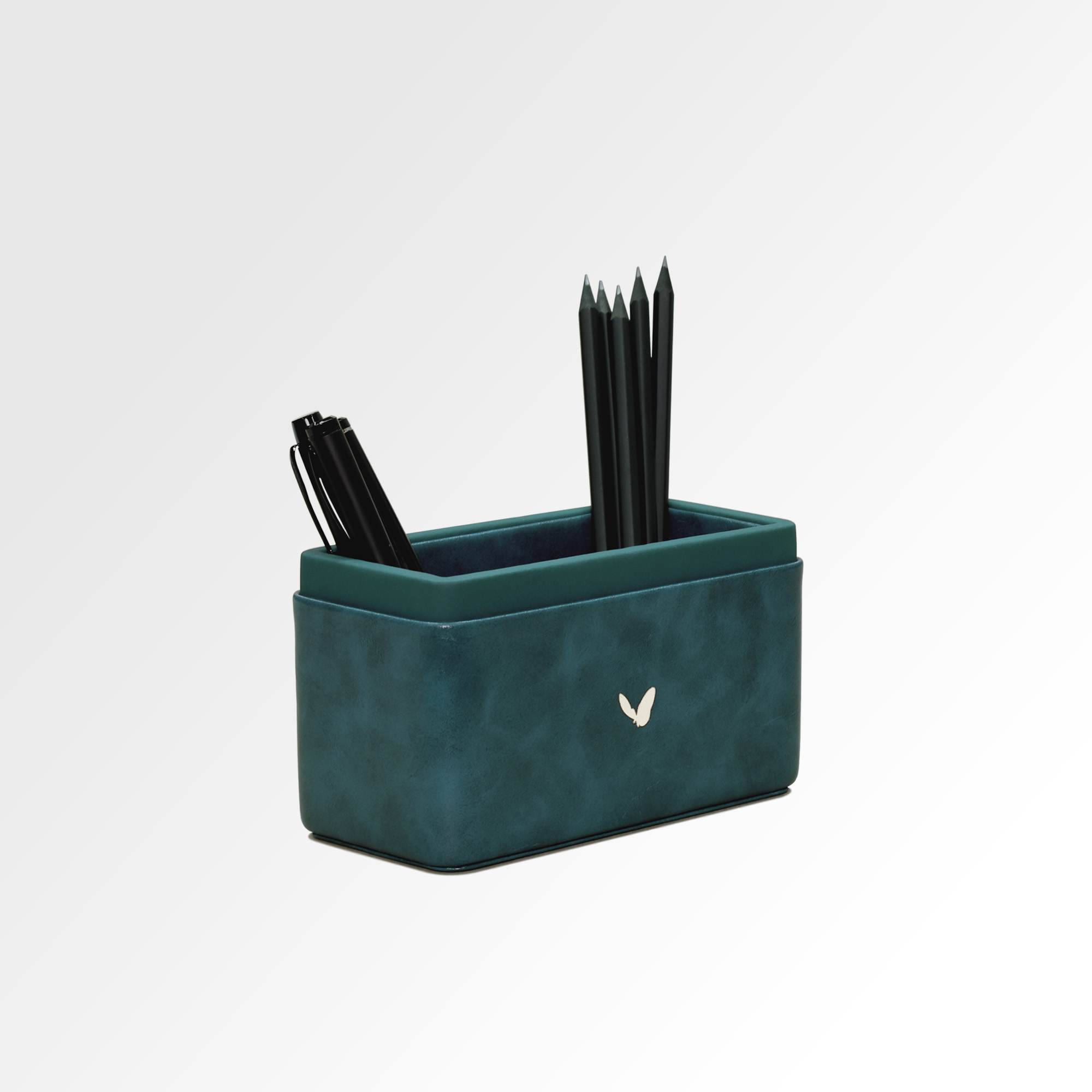 Pen/Pencil Holder | Faux Leather | Rectangular Medium | Moderno | Blue