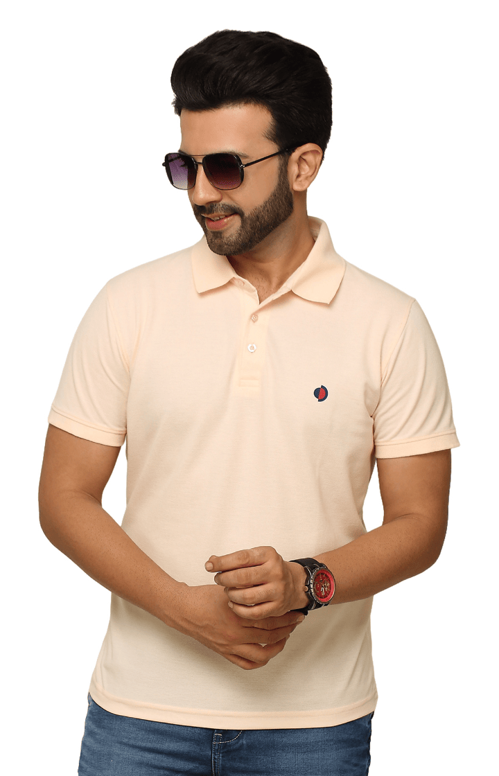 One Denim Plain Men's Denim T-Shirts Peach