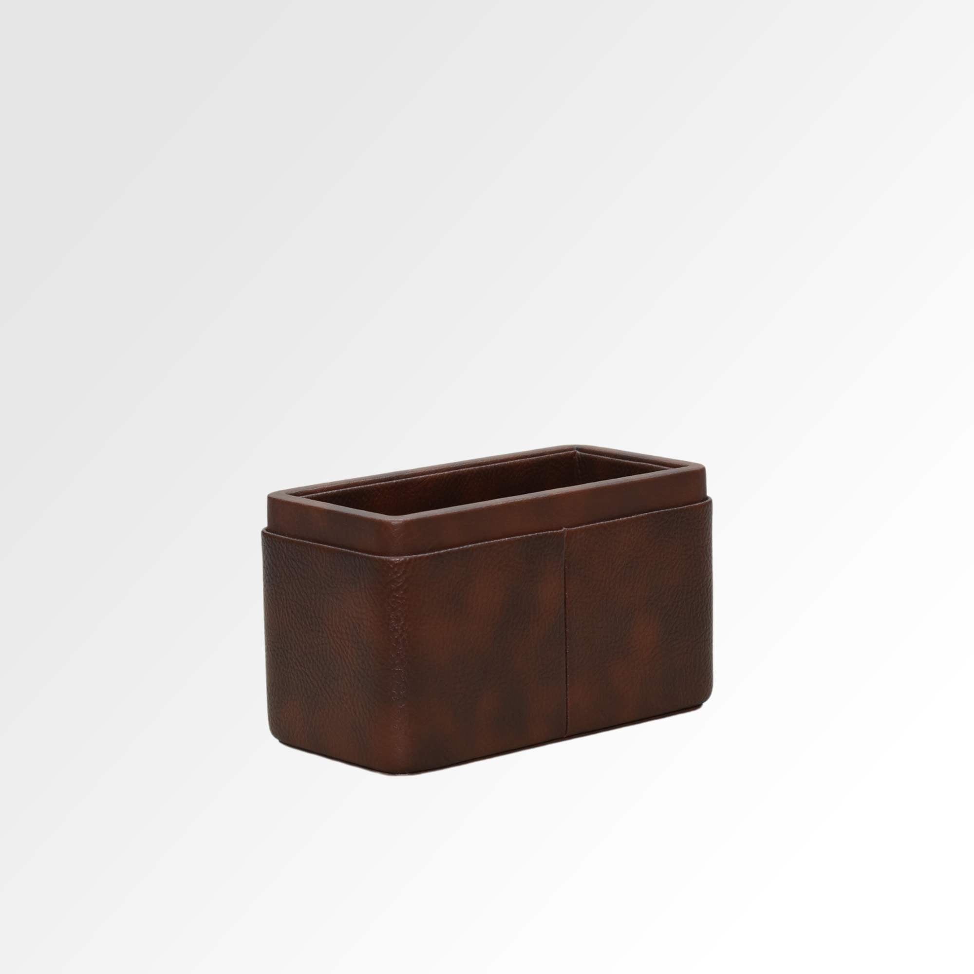Pen/Pencil Holder | Faux Leather | Rectangular Medium | Classic | Brown