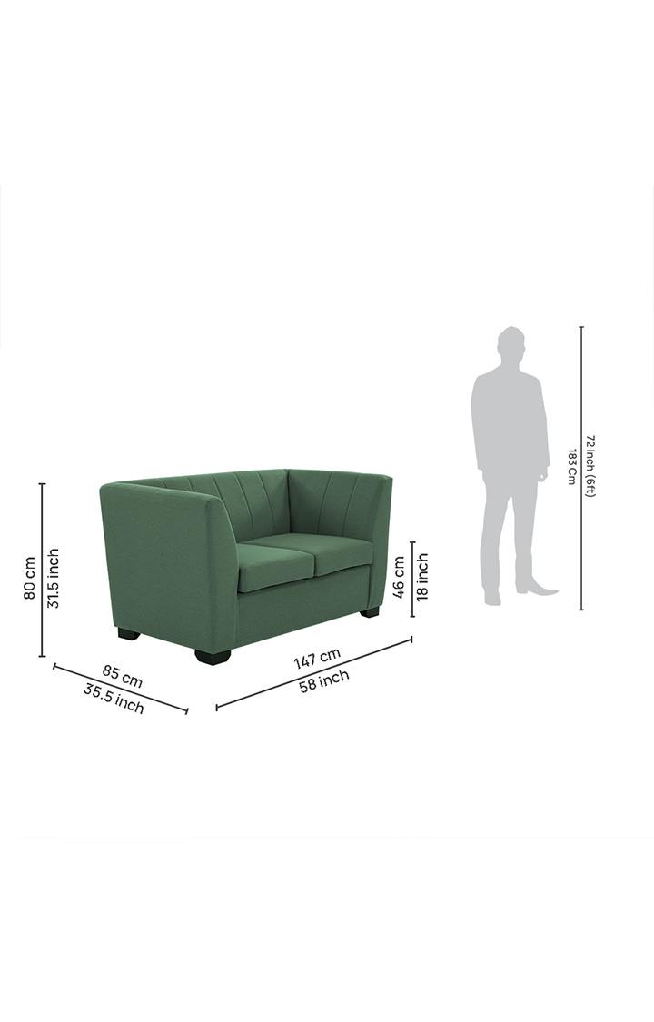 neudot Lexus Sofa for Living Room |2 Persons Sofa|Premium Fabric with Padded Armrest | Solid Wood Frame|2 Seater in Earth Green Color