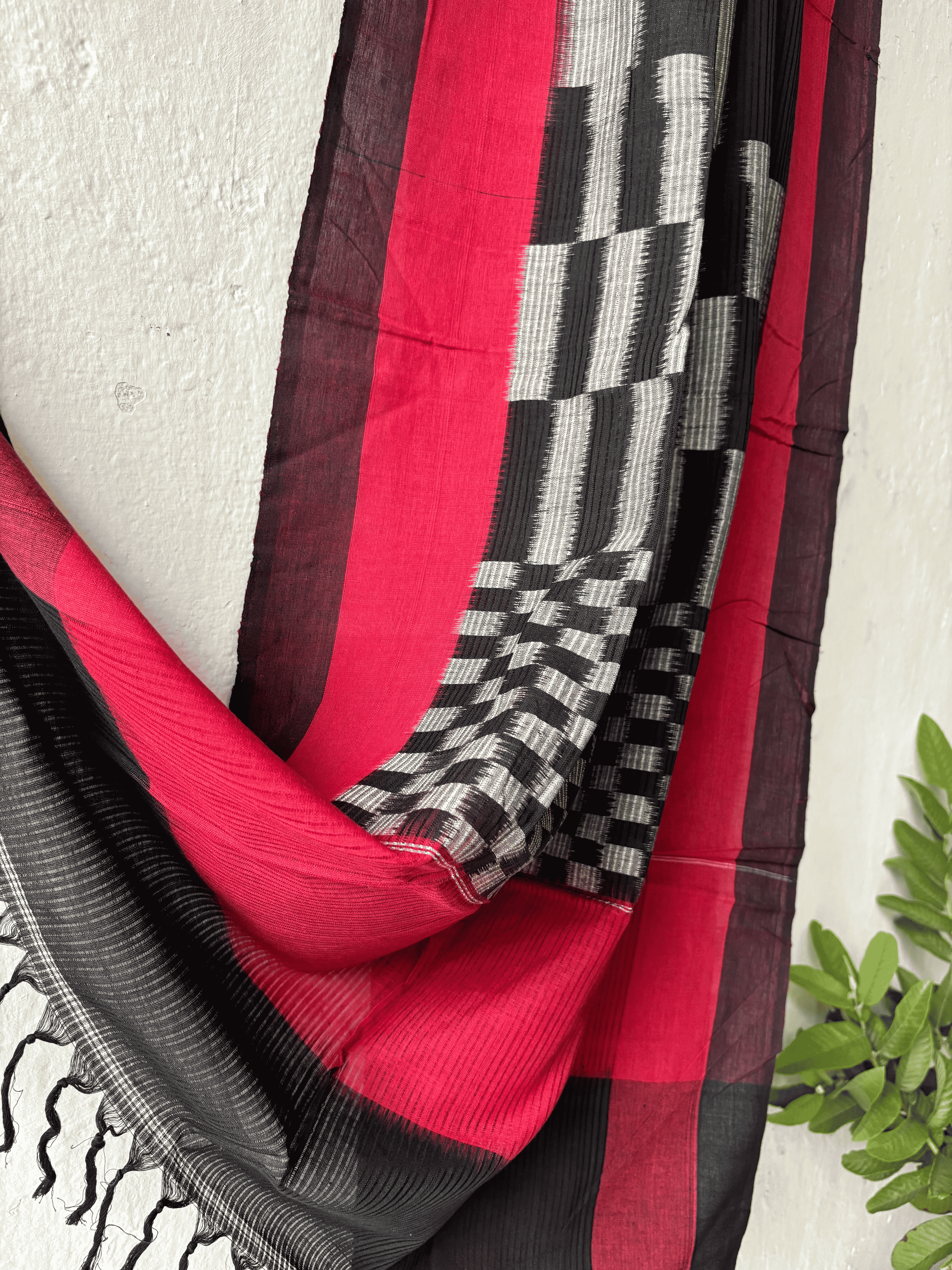 Cotton Missing Weave Stripe Ikat Duppata