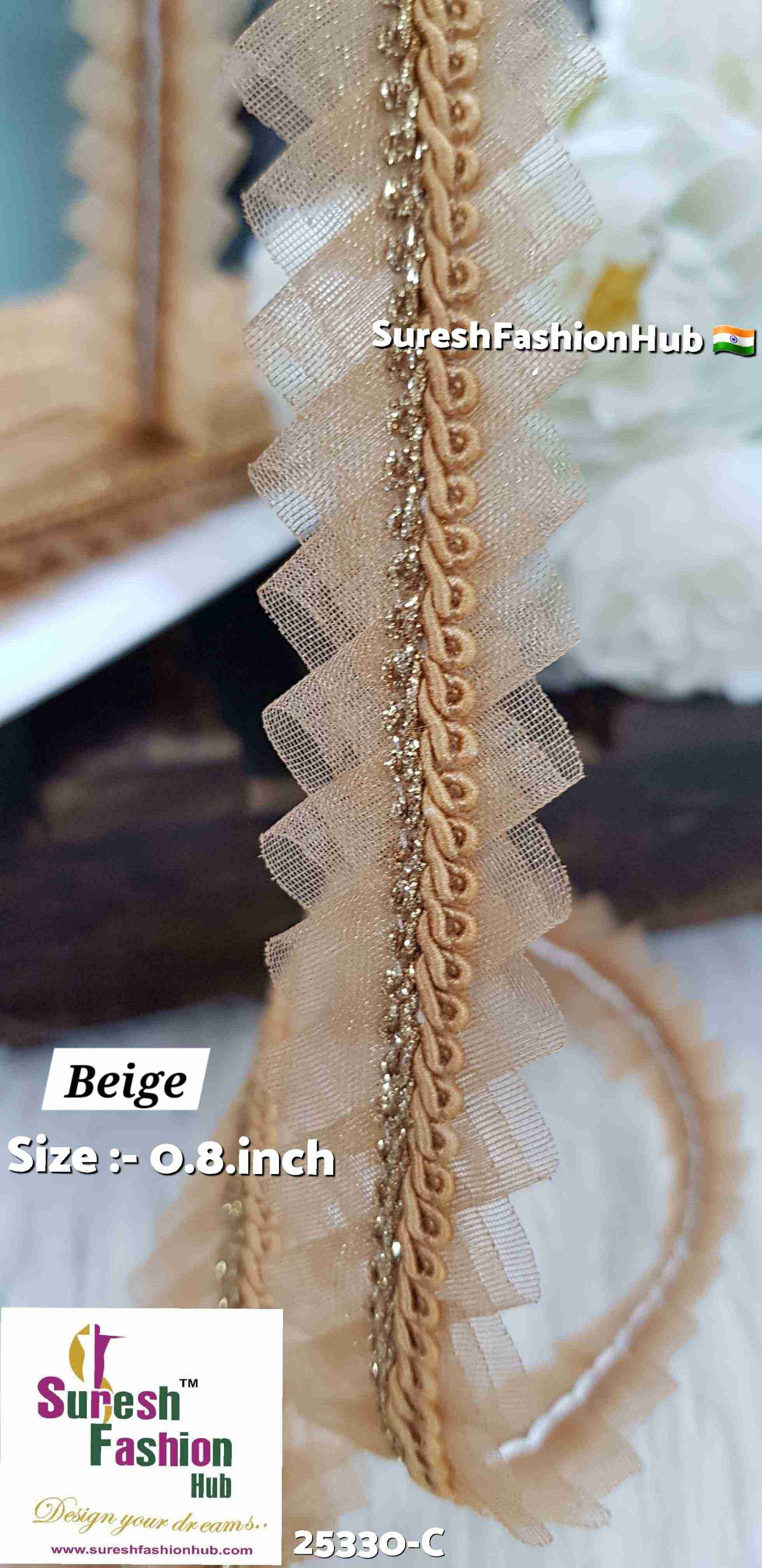 Beige Jhalar Organza Lace