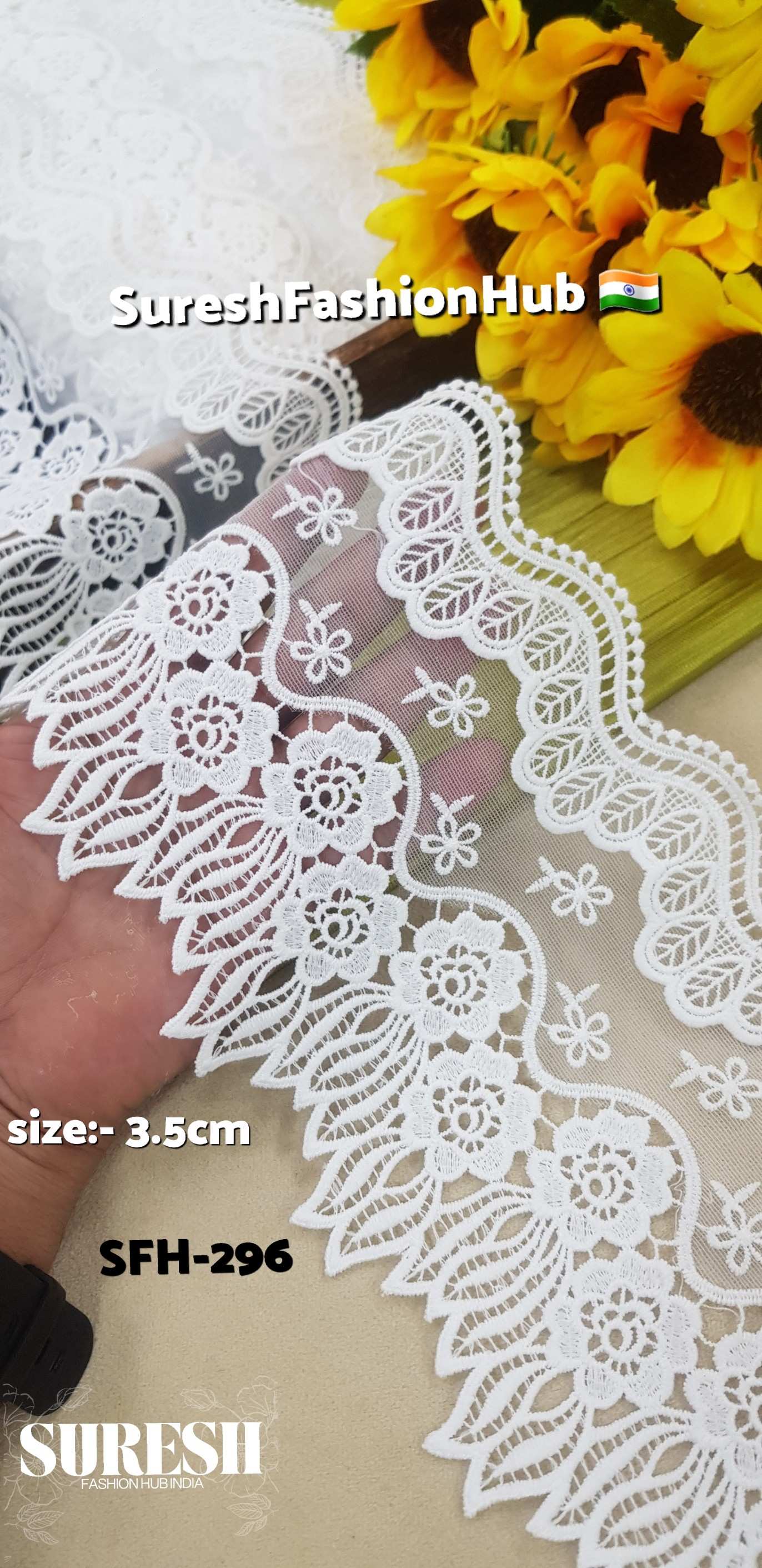 Regal Bloom Dual Scallop Lace – Cream - SFH-296