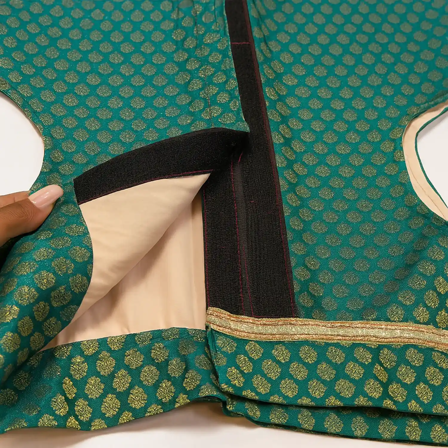 Pawsindia Traditional Royal Brocade Kurta for Cats, Aqua Green | Ethnic Festive Wear