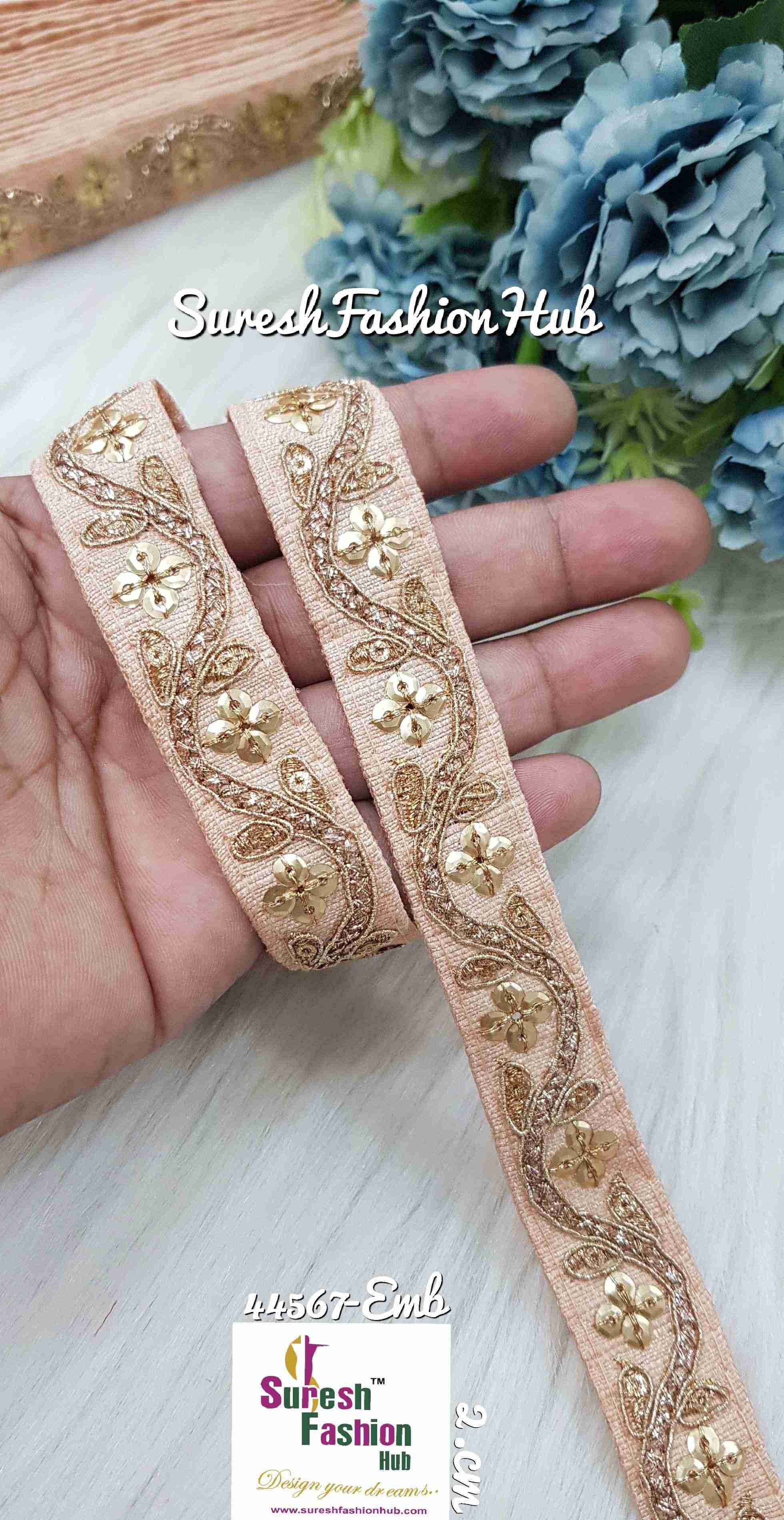 Peach Waves Of Gold Trim