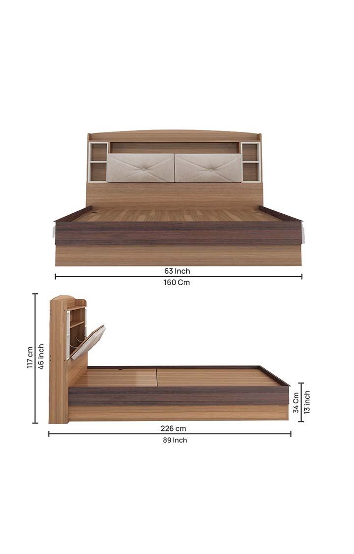 Pico Queen Hydraulic Bed - TEAK