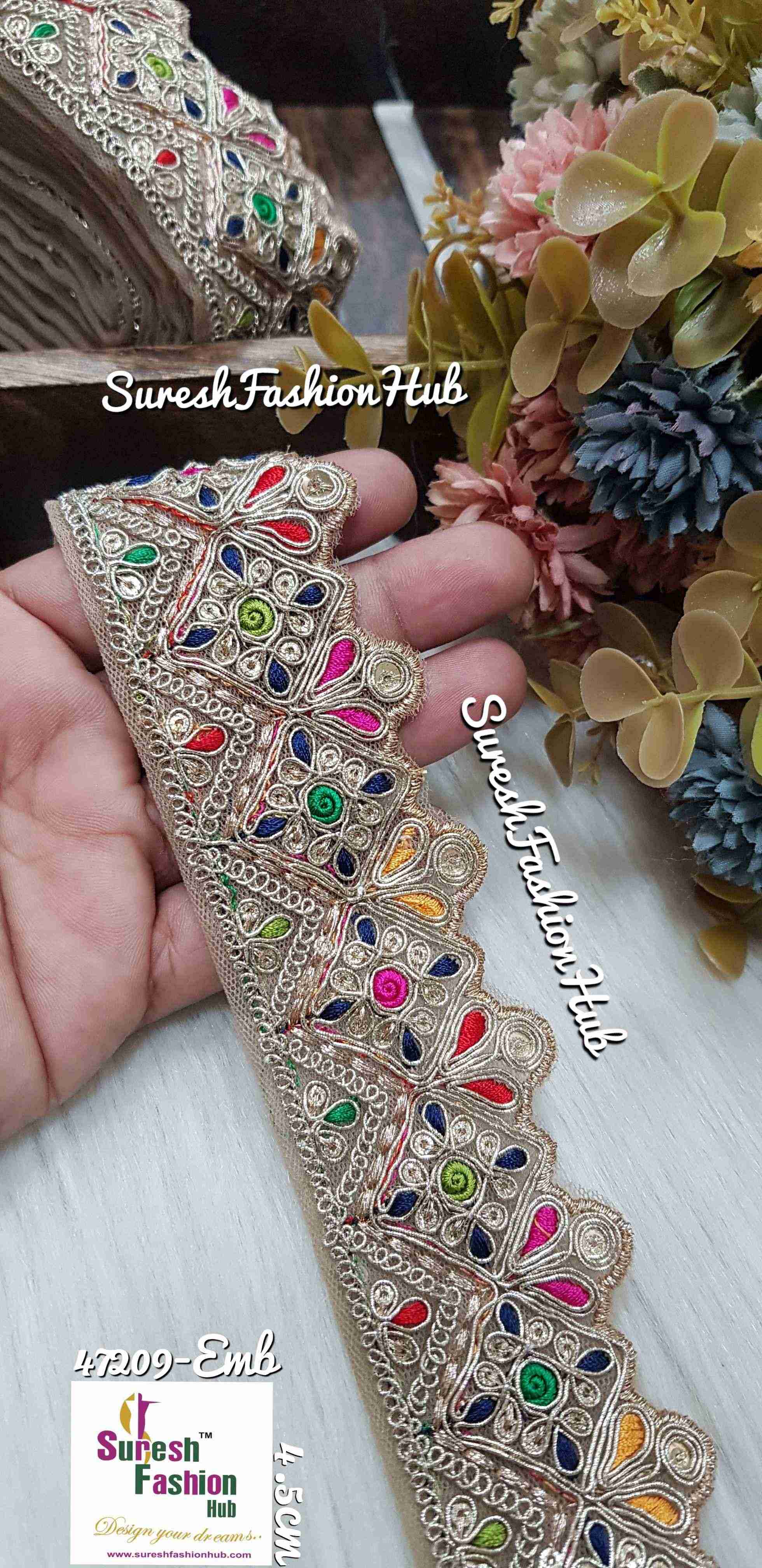 Sabyasachi-Inspired Floral Cutwork Embroidery Lace - No 1