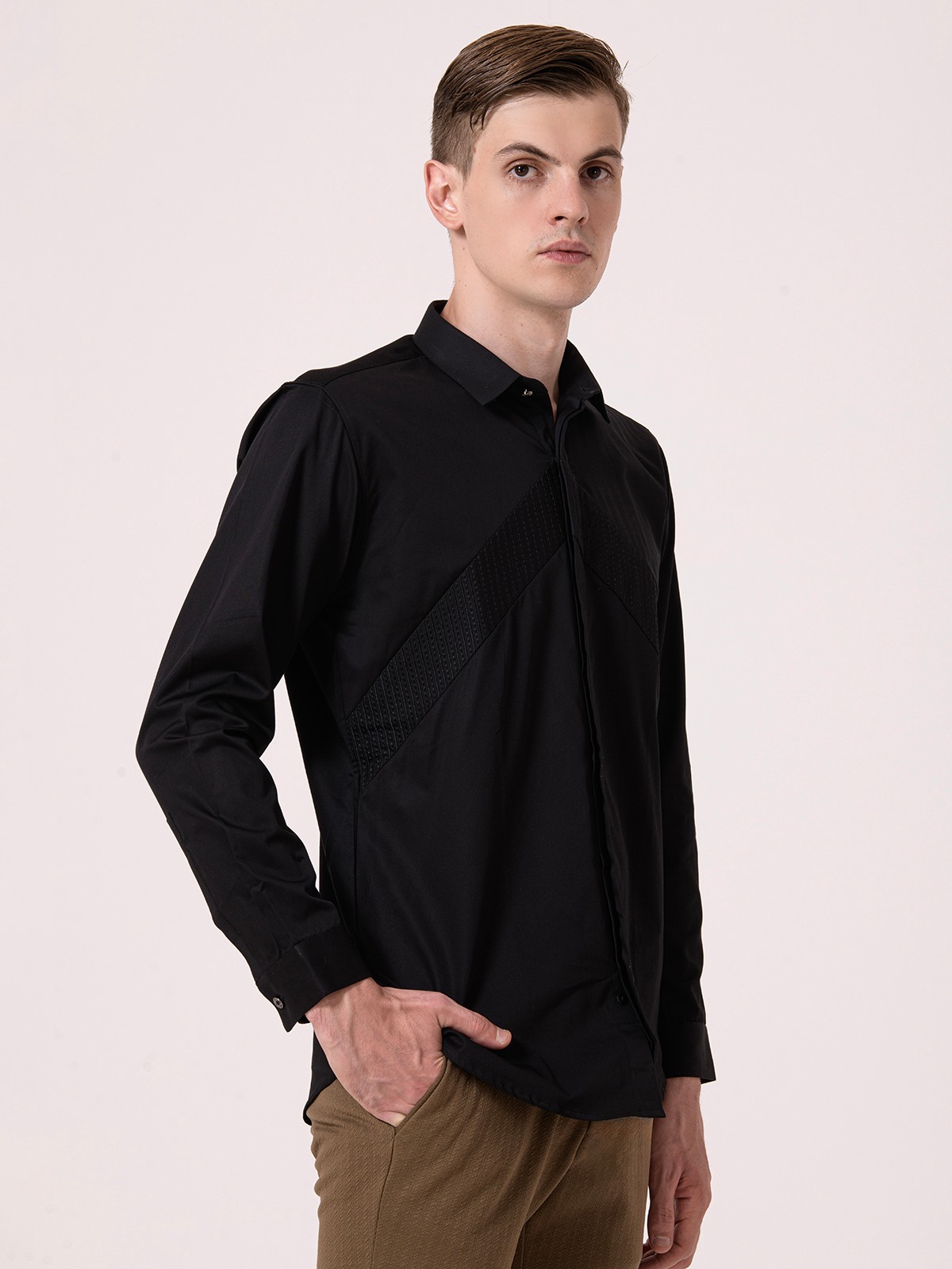 Albion Mens Black Formal Shirt