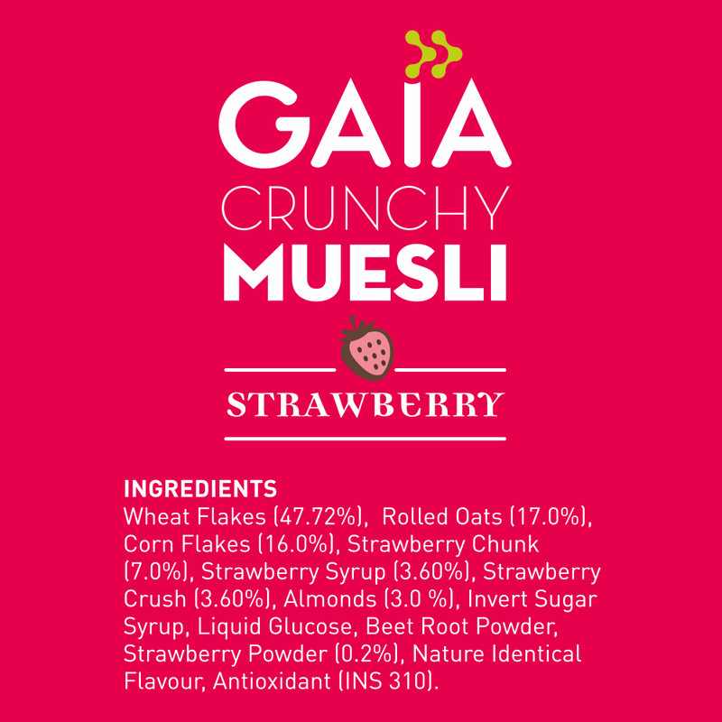 GAIA | Crunchy Muesli - Strawberry 1 KG jar | Pack of 2